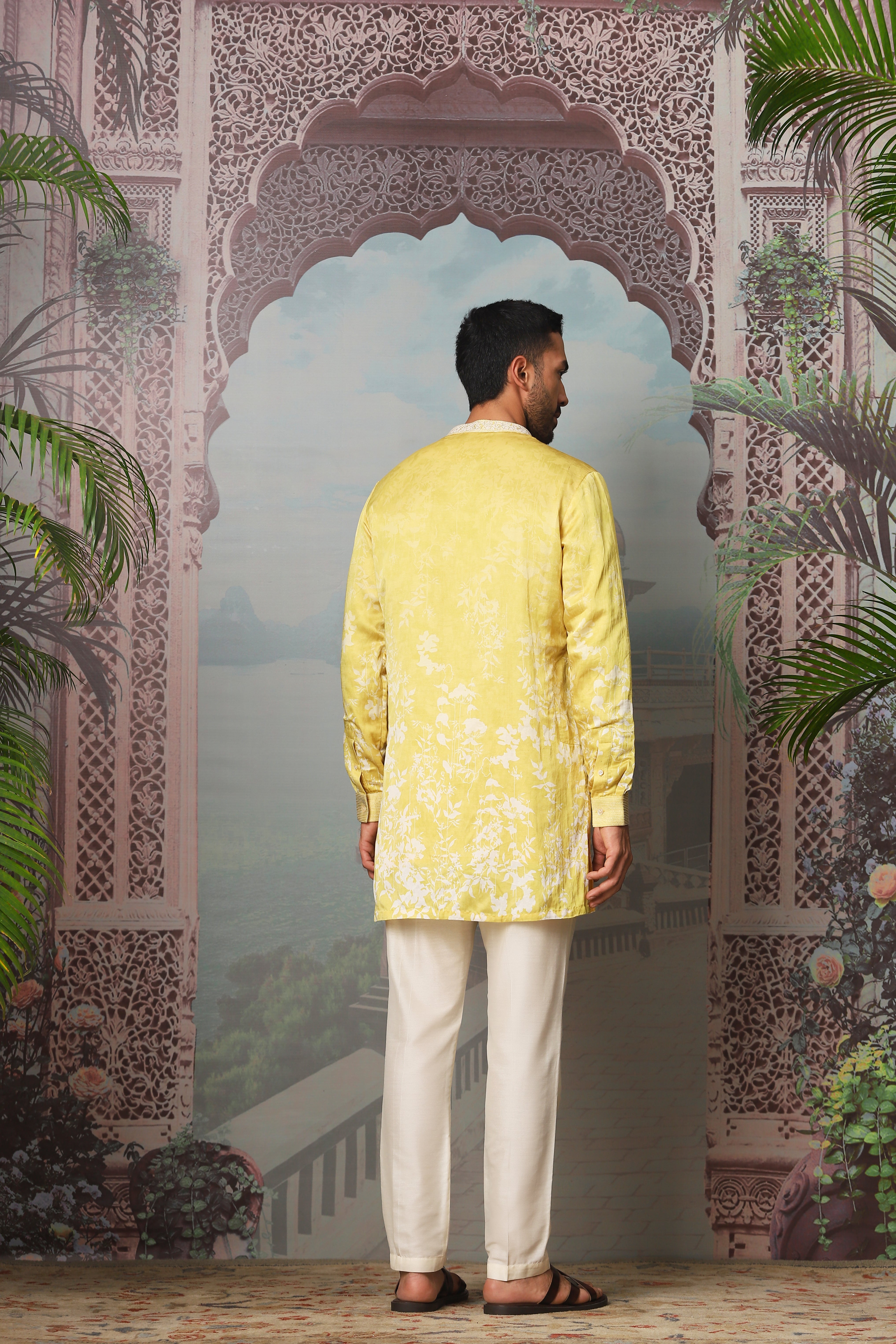 Dandelion Dream Printed Linen Satin Kurta Set