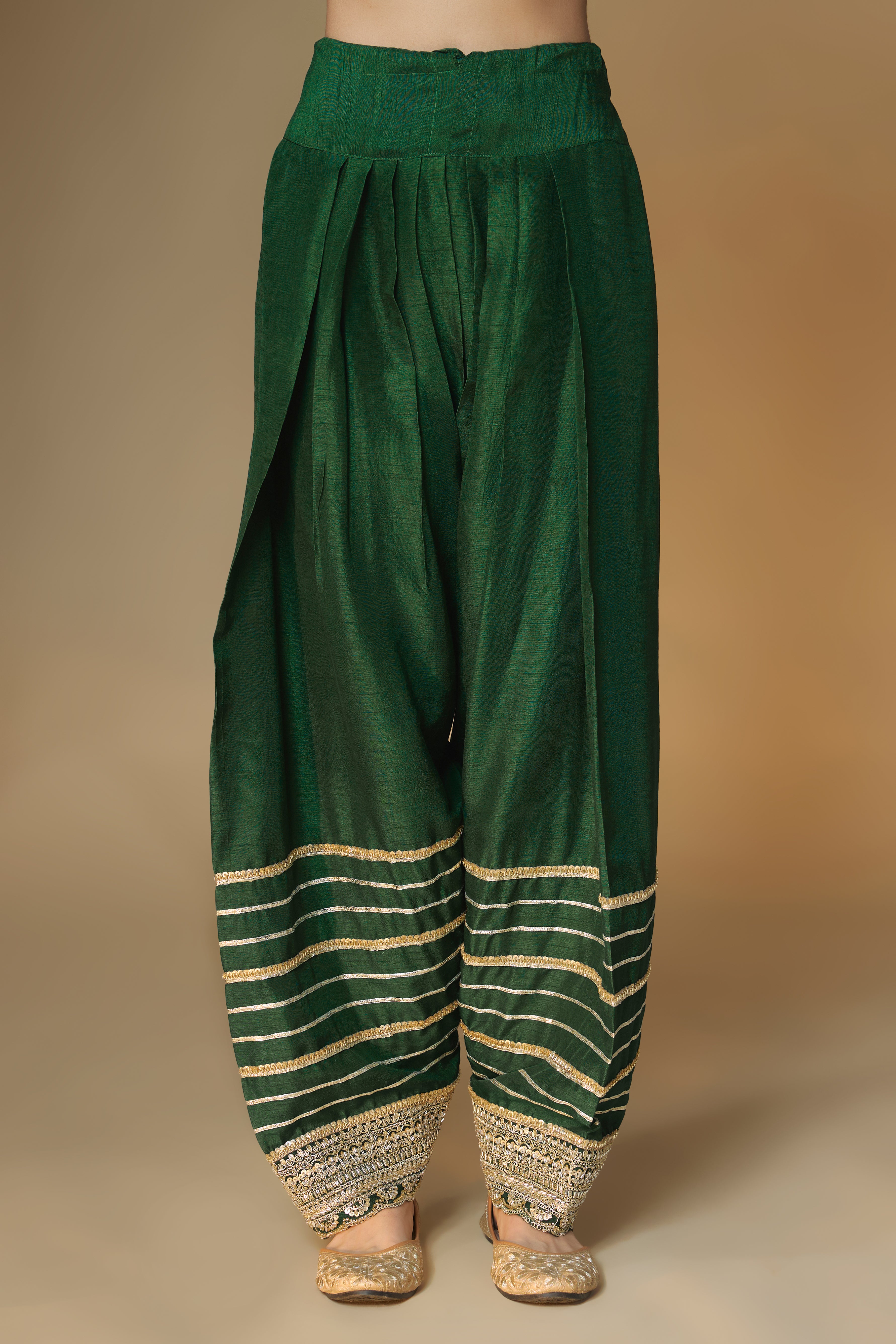 Emerald green choga kurta and farshi salwar set