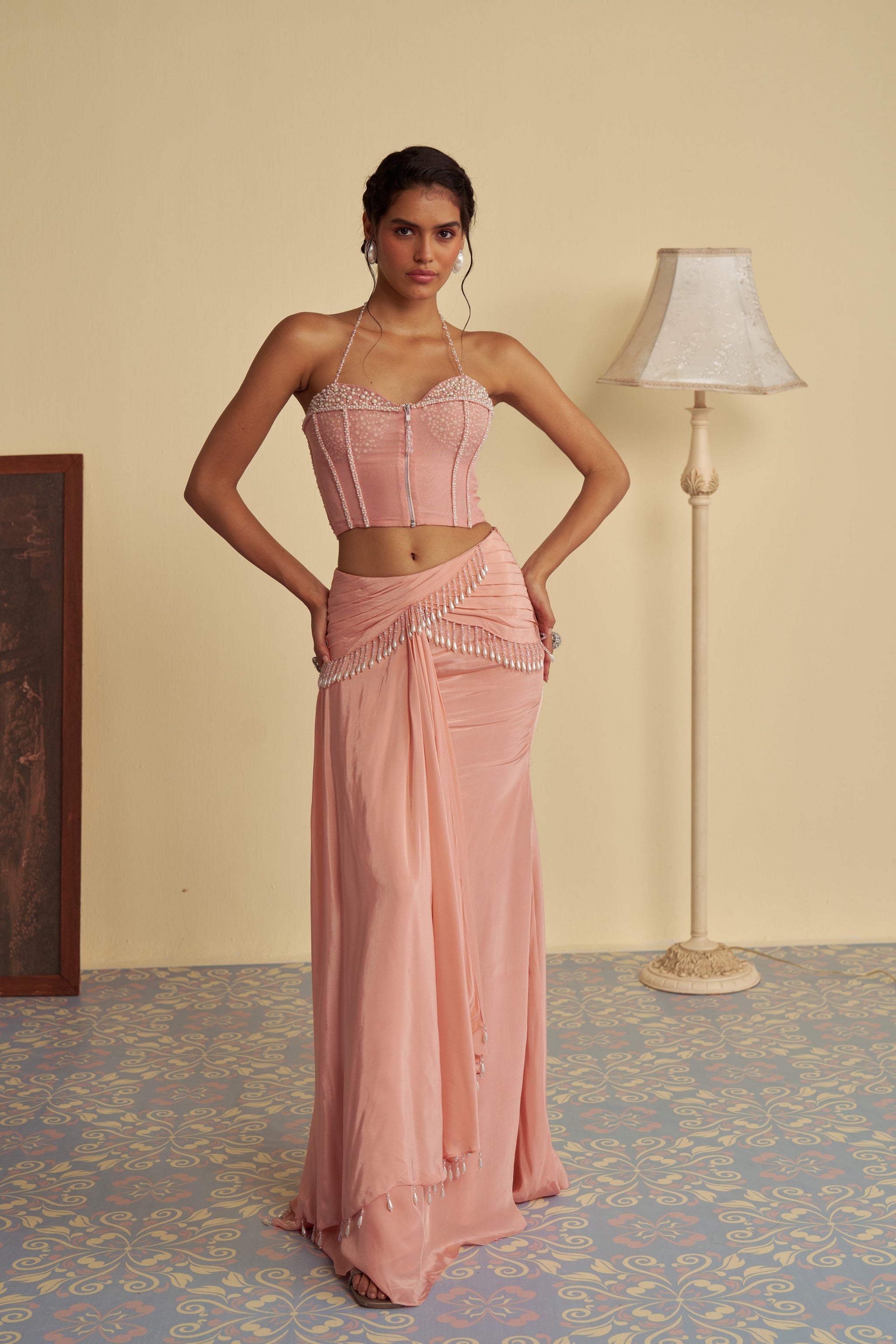 SAREE DRAPE CORSET DRESS
