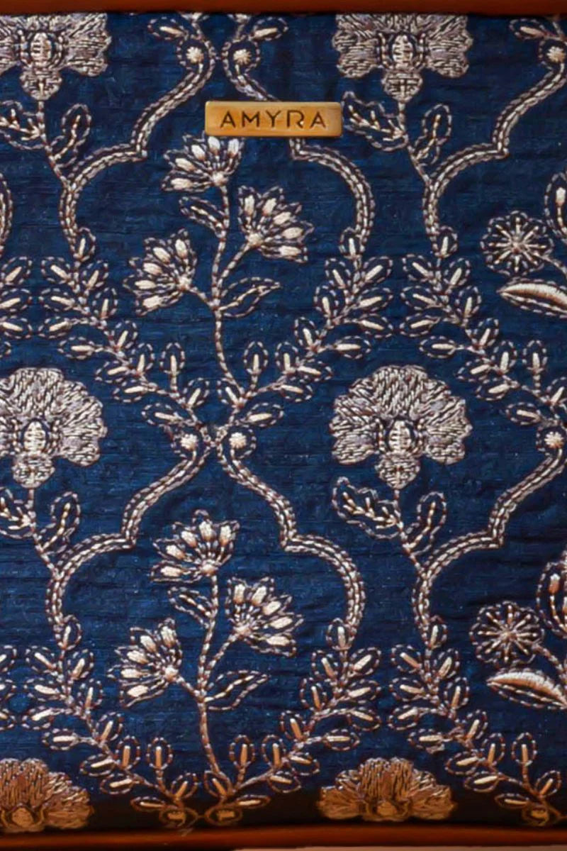 Jharokha Embroidered Handbag - Dark Blue