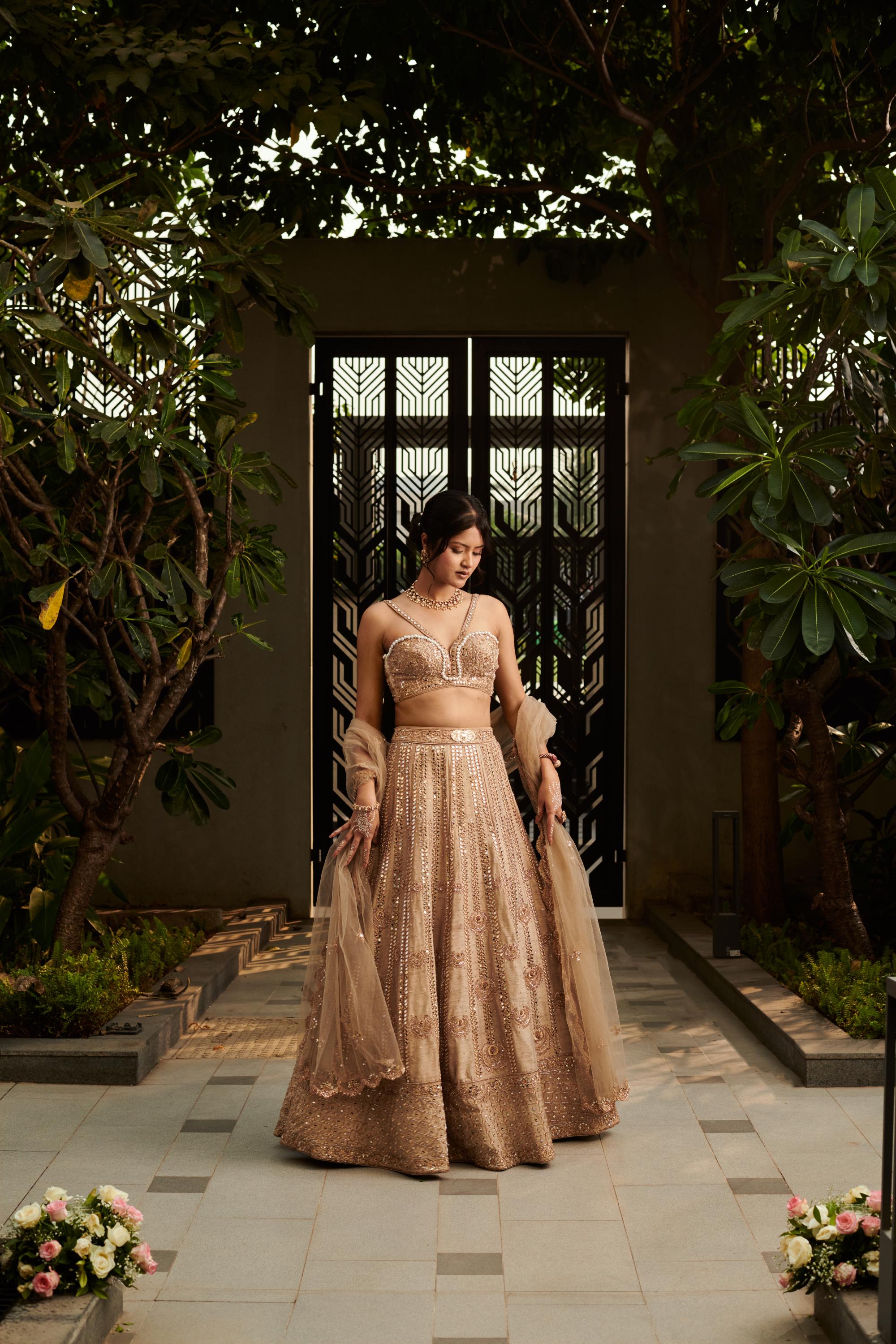 Golden Lehenga Set. 3 (Lehenga + Blouse + Dupatta)