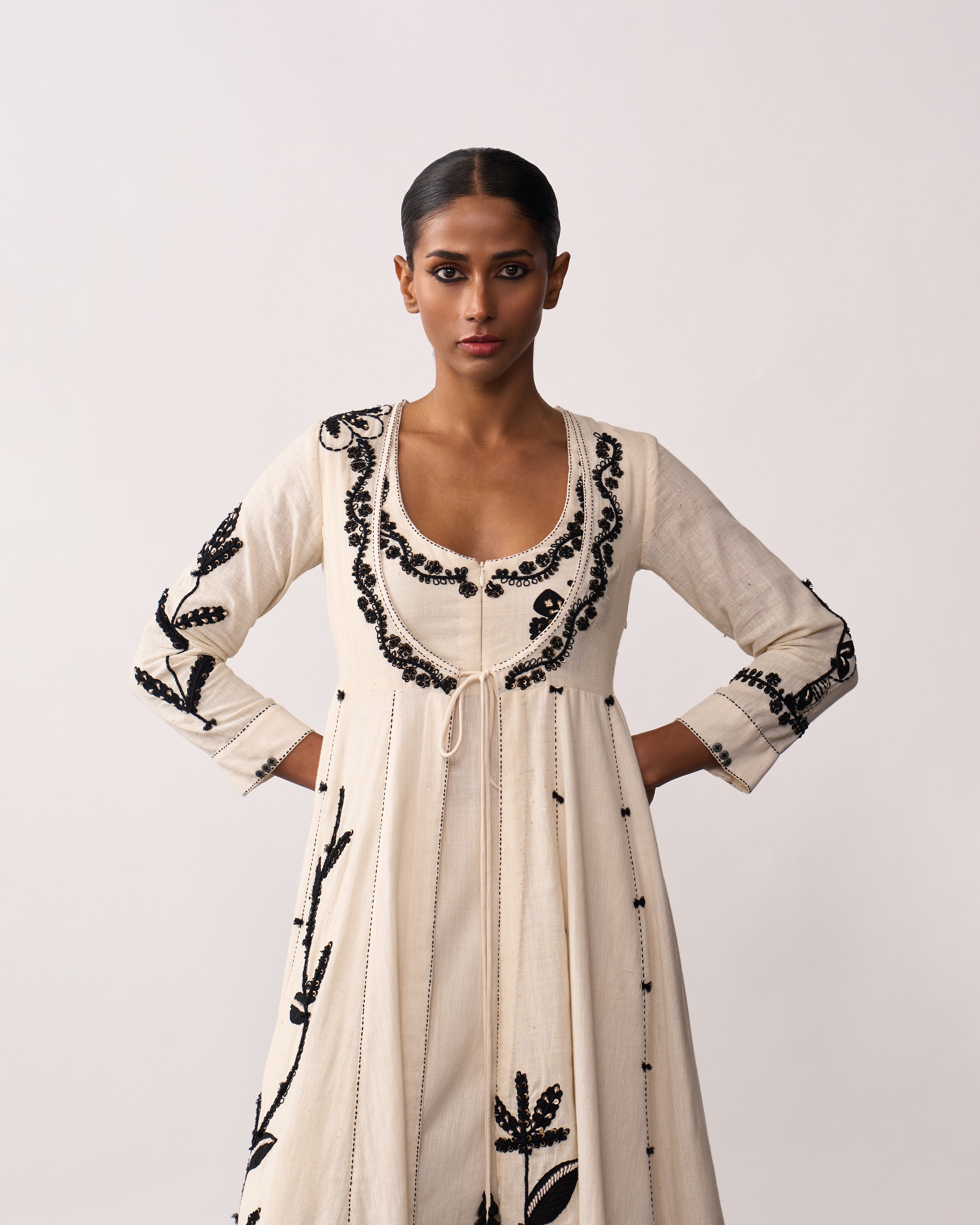 HAZRAT Ivory Handspun Anarkali Set