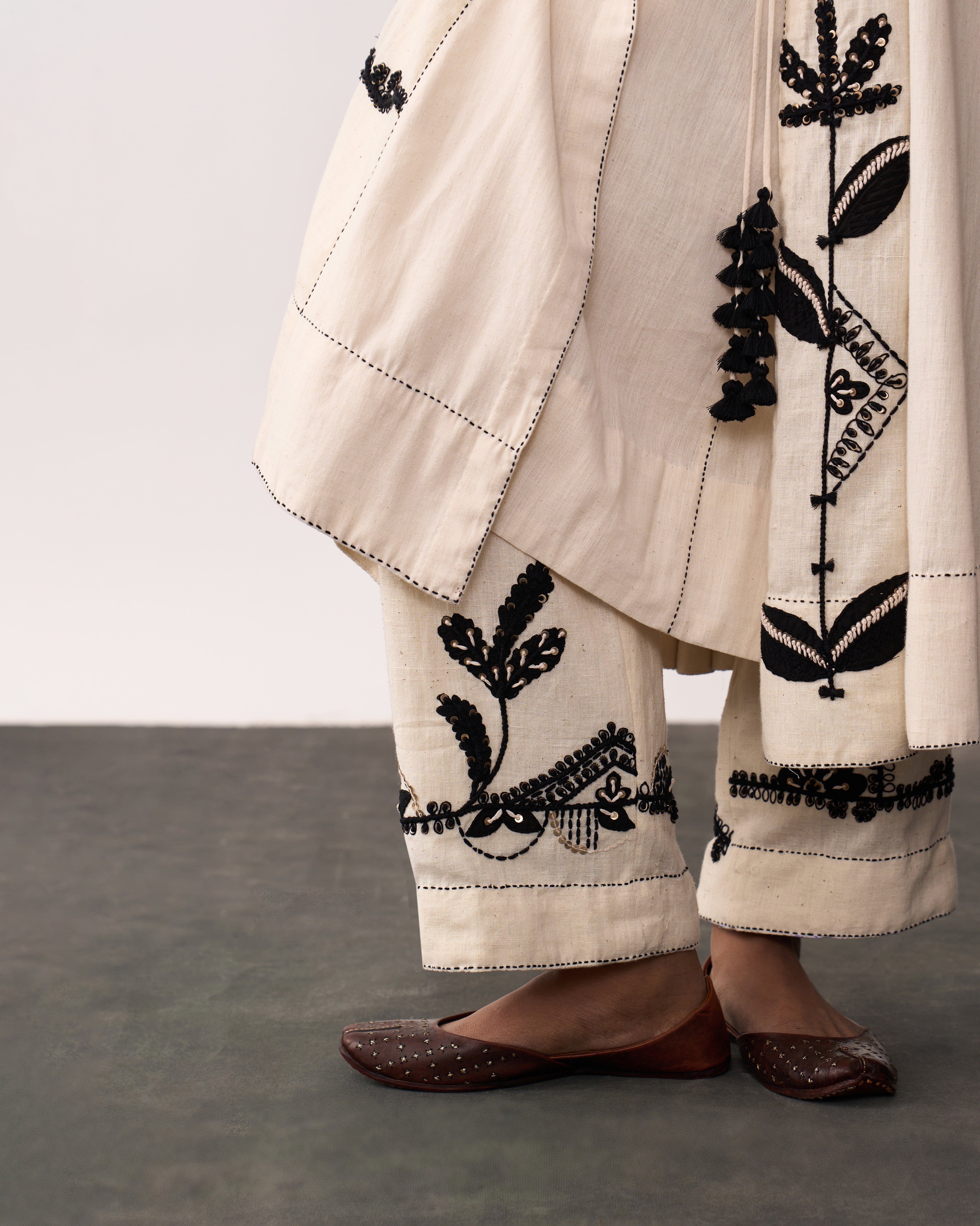 HAZRAT Ivory Handspun Anarkali Set