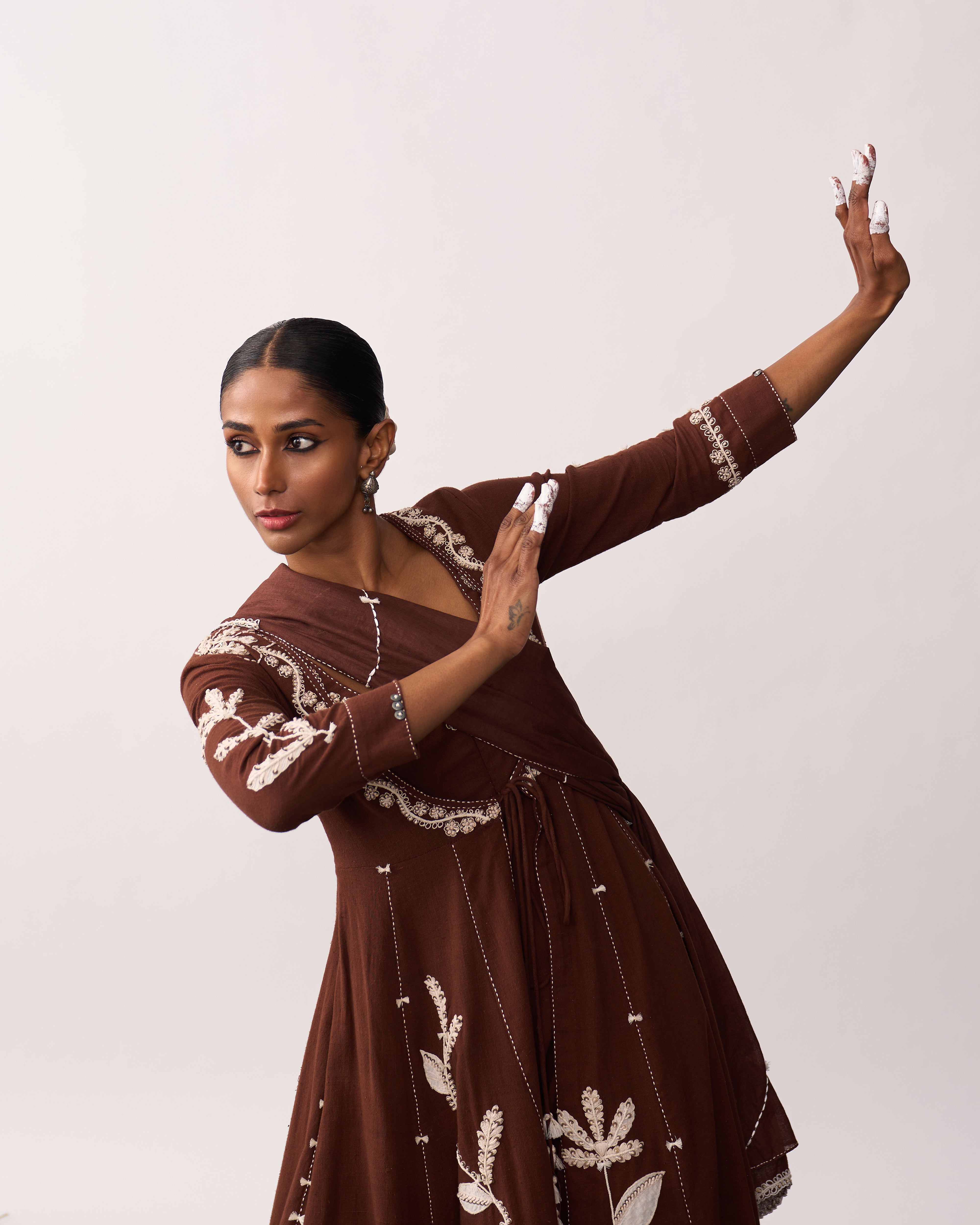 HAZRAT Brown Handspun Anarkali Set