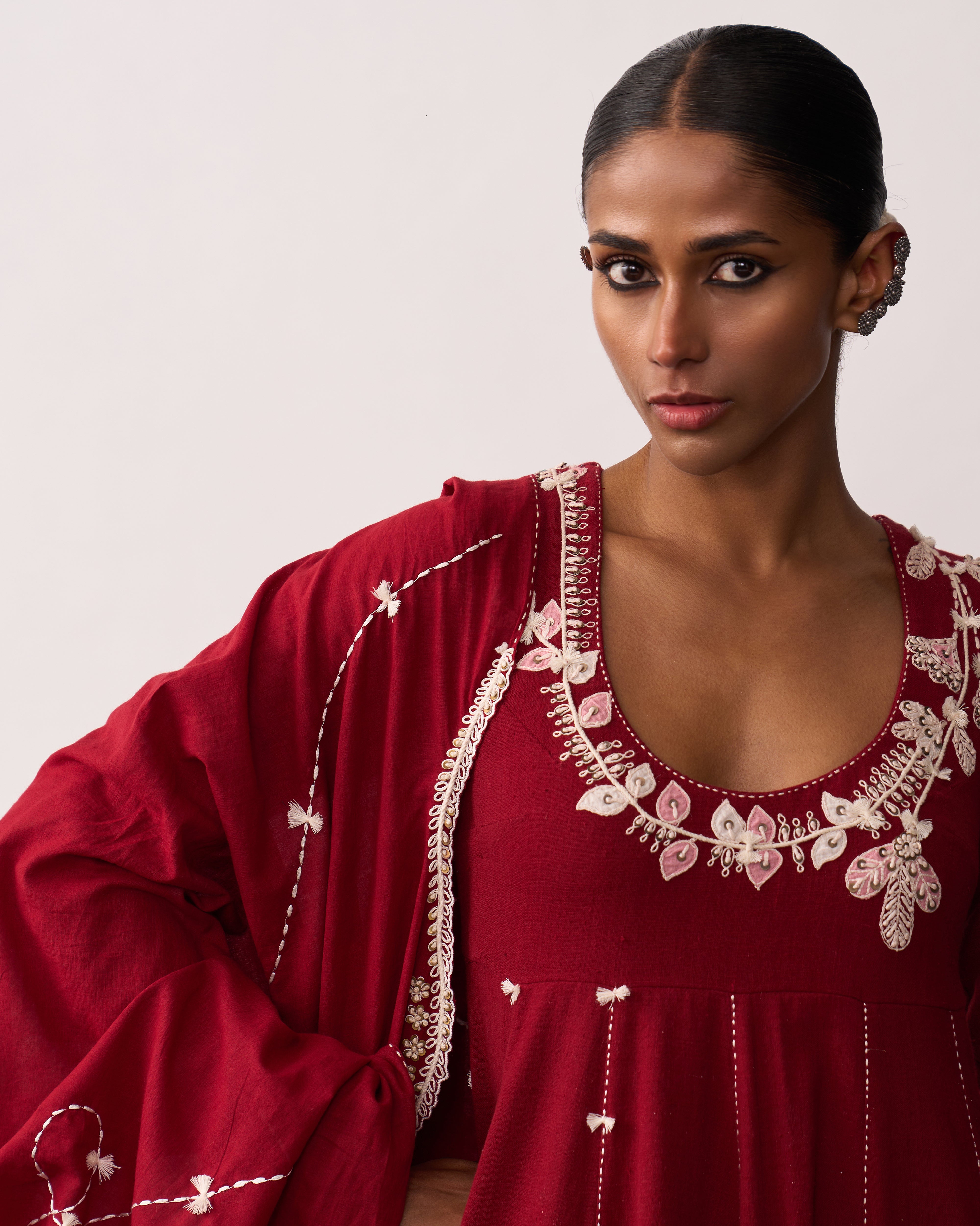 KALPANA Red Handspun Anarkali Set
