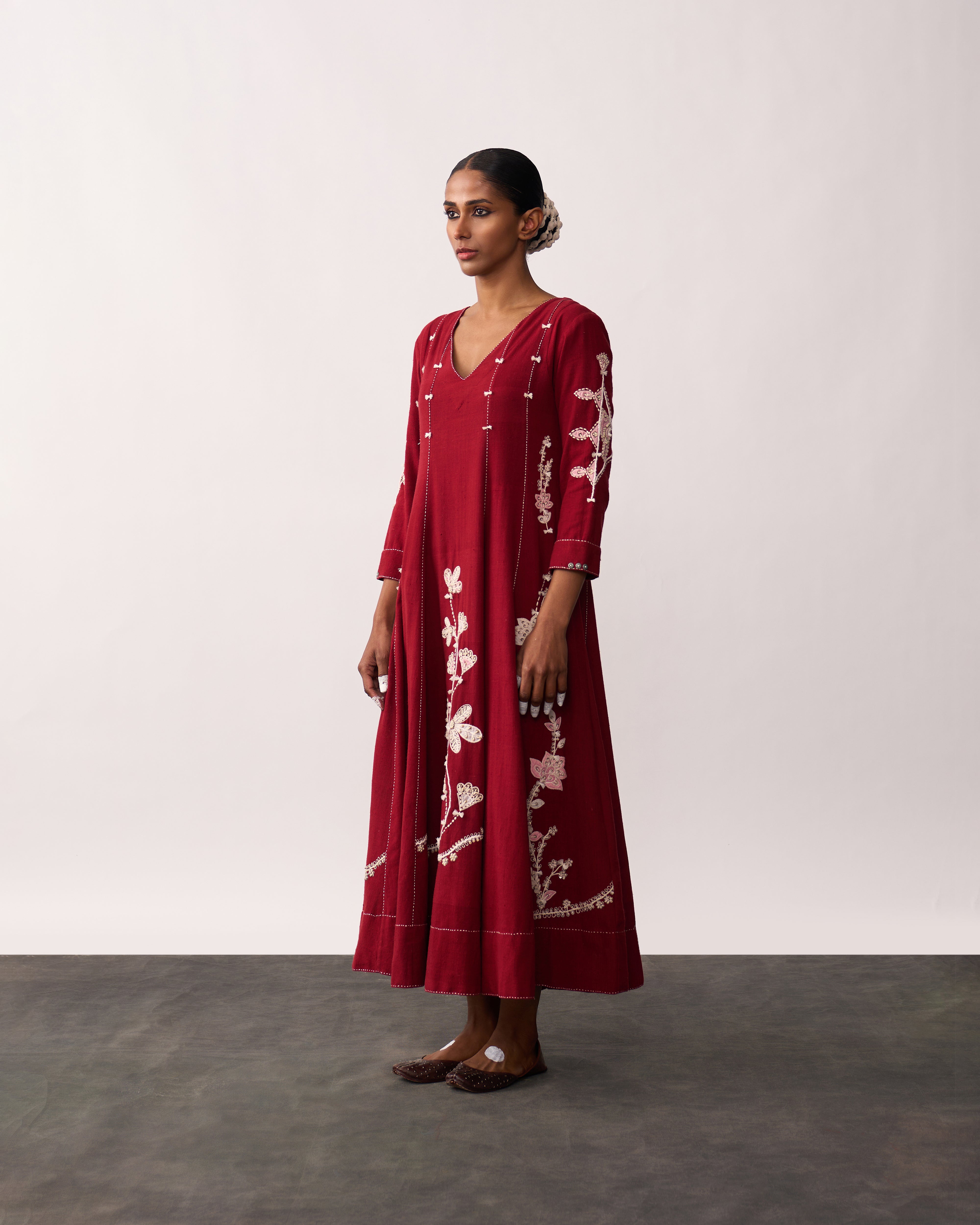 ARUNA Red Handspun Panelled Dress