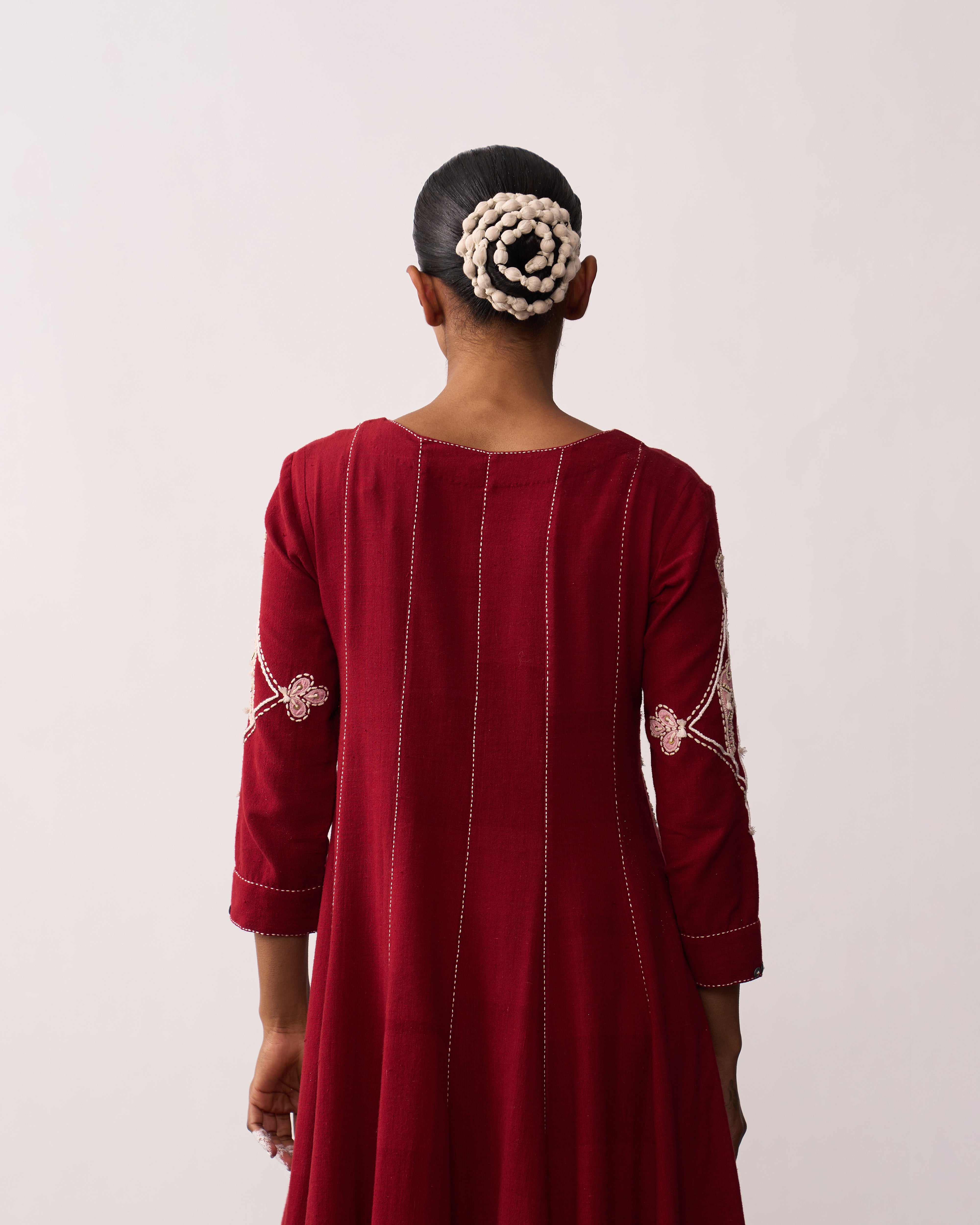 ARUNA Red Handspun Panelled Dress