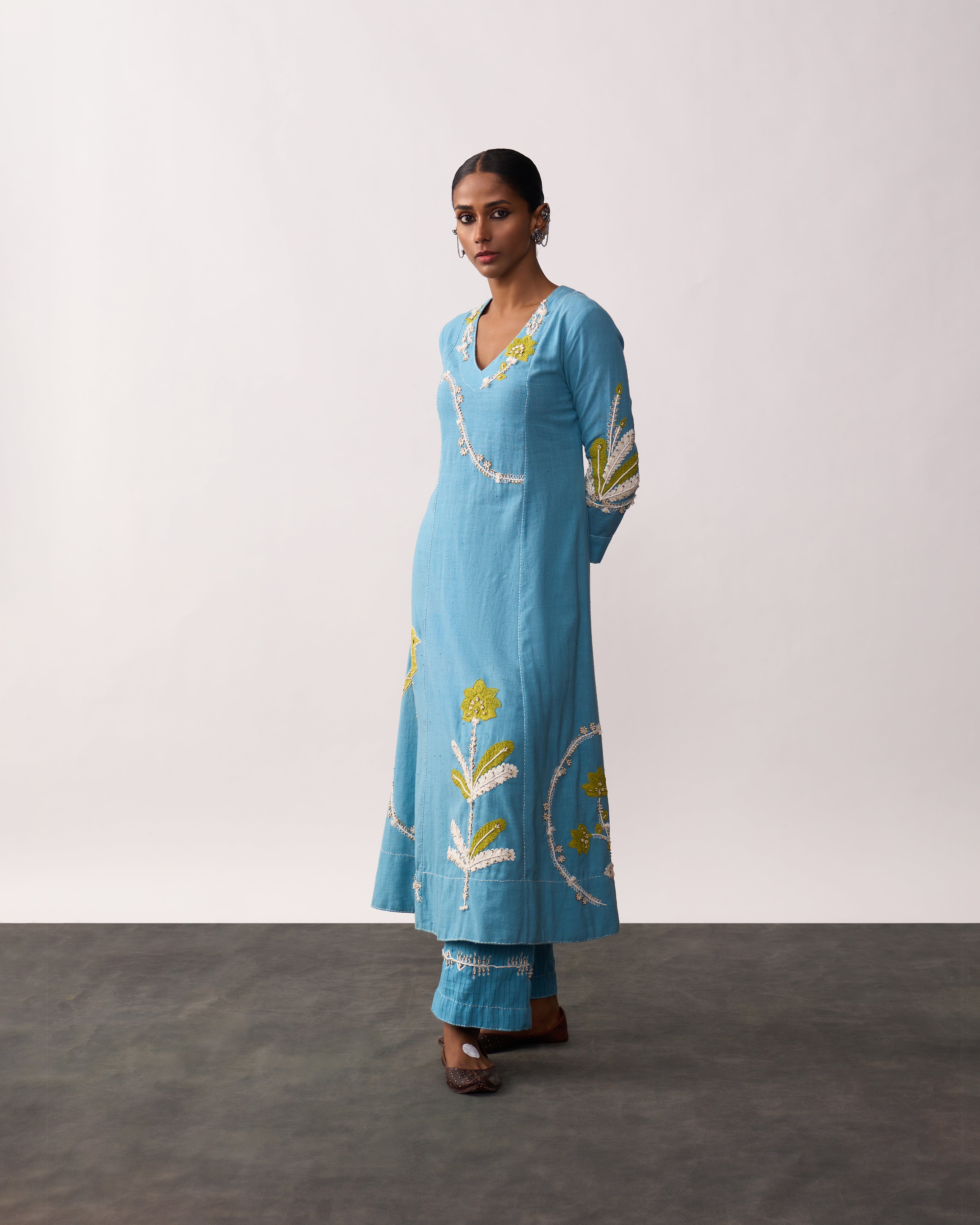 SUCHETA Blue Handspun Kurta Set