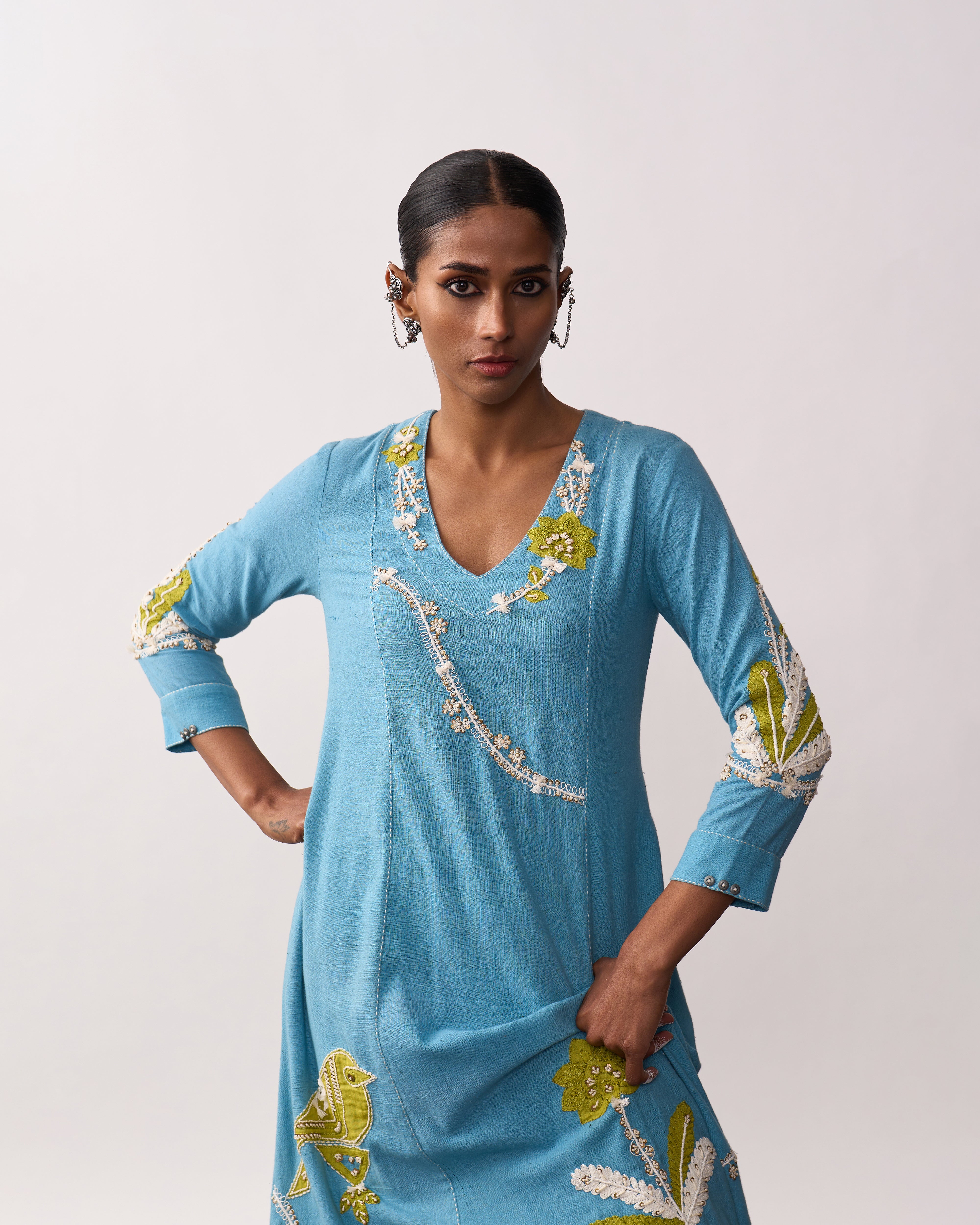 SUCHETA Blue Handspun Kurta Set