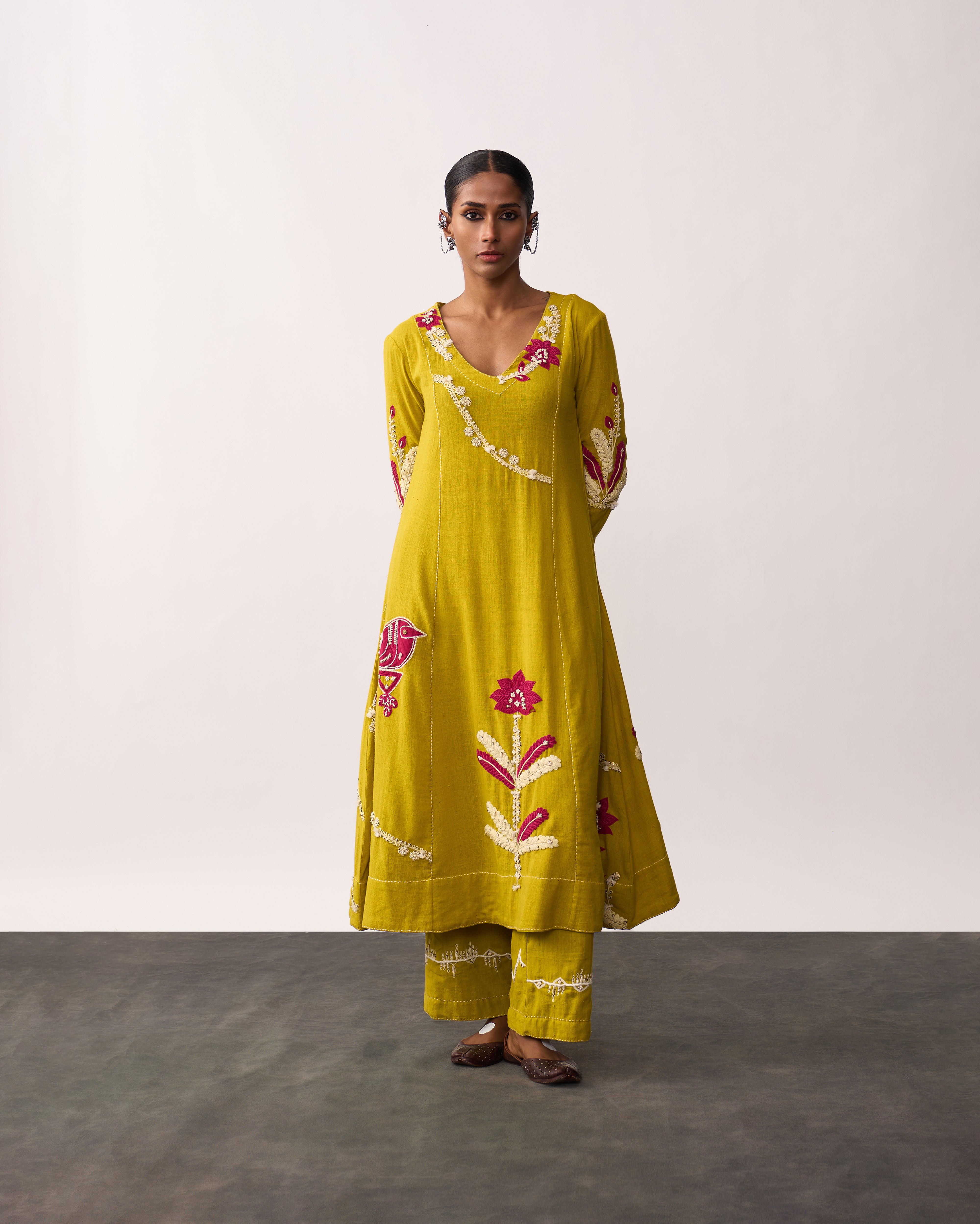 SUCHETA Yellow Handspun Kurta Set