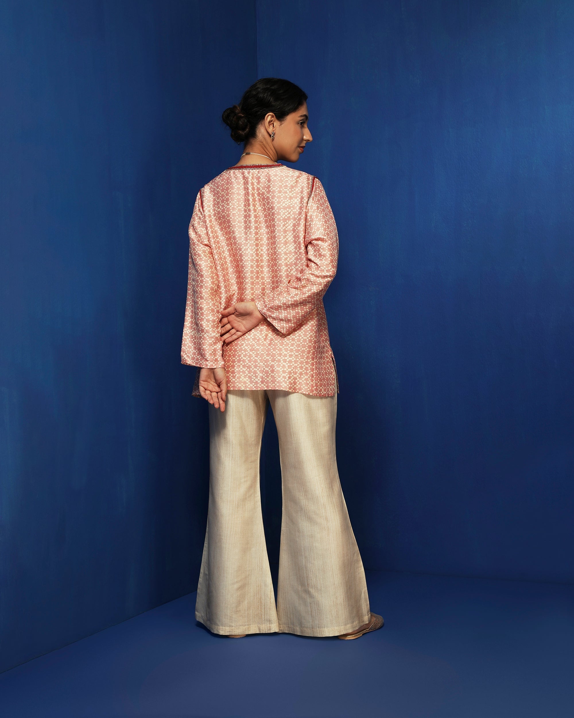 Pink hand block printed kurti