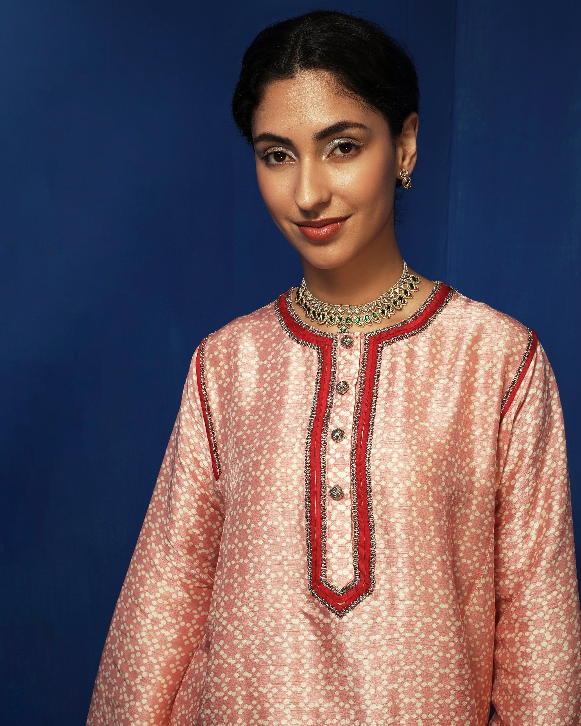 Pink hand block printed kurti