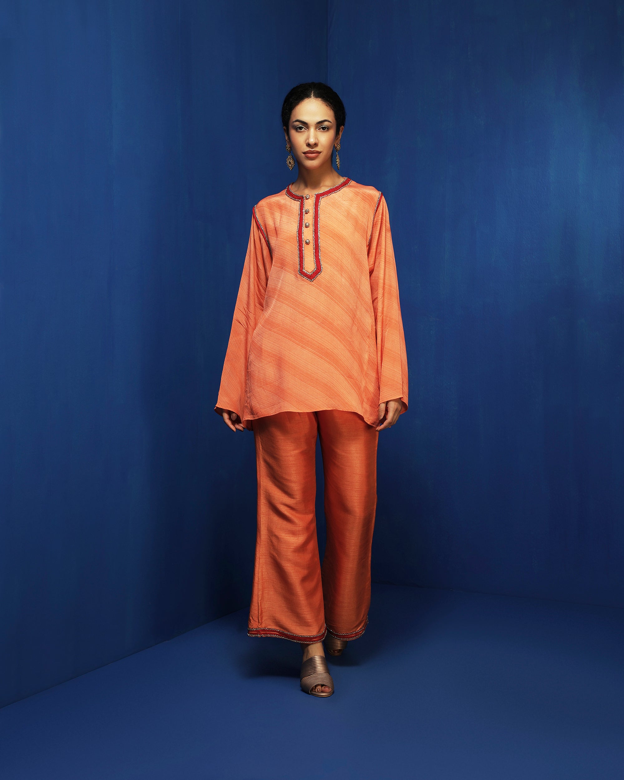 Orange embroidered tunic