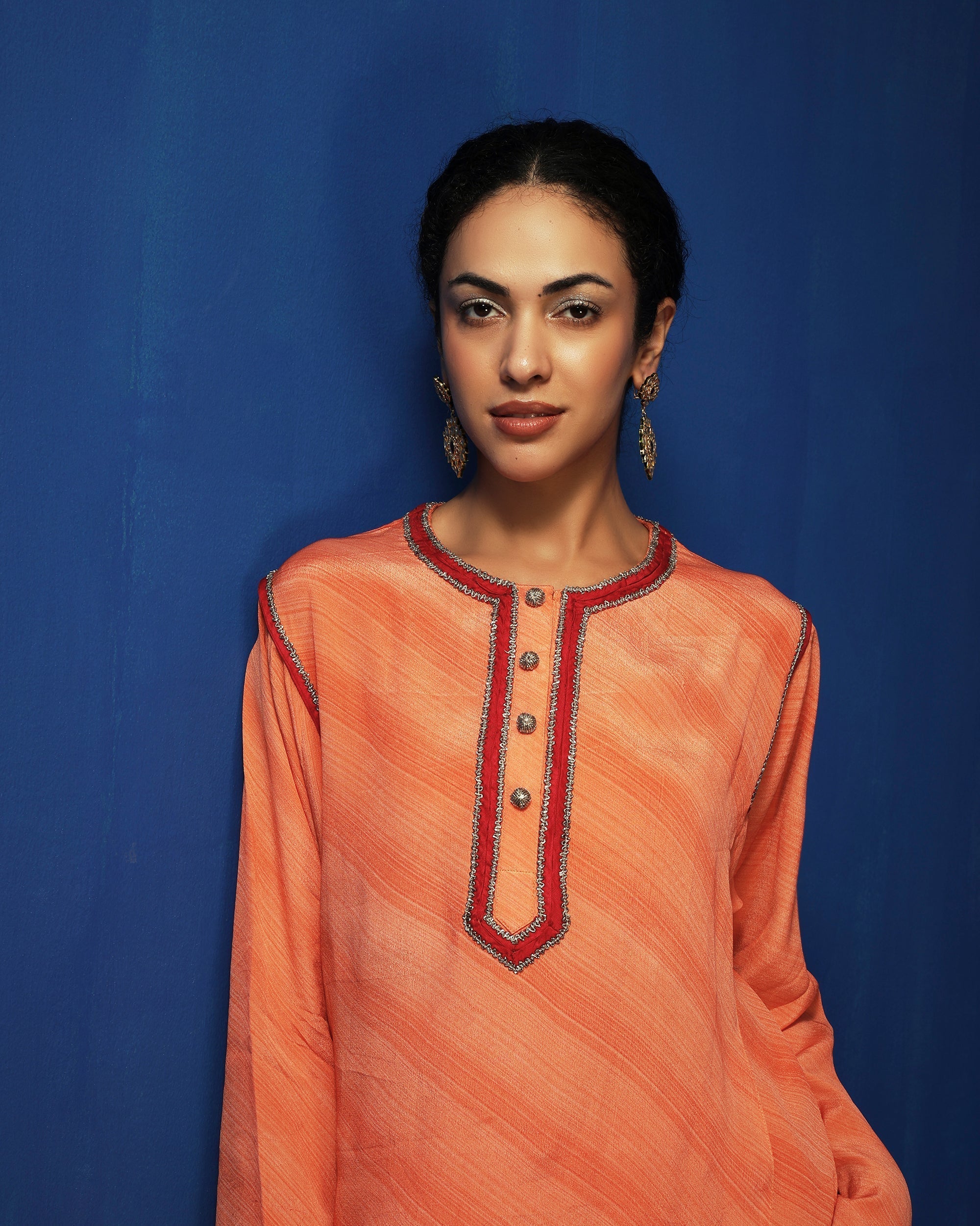 Orange embroidered tunic