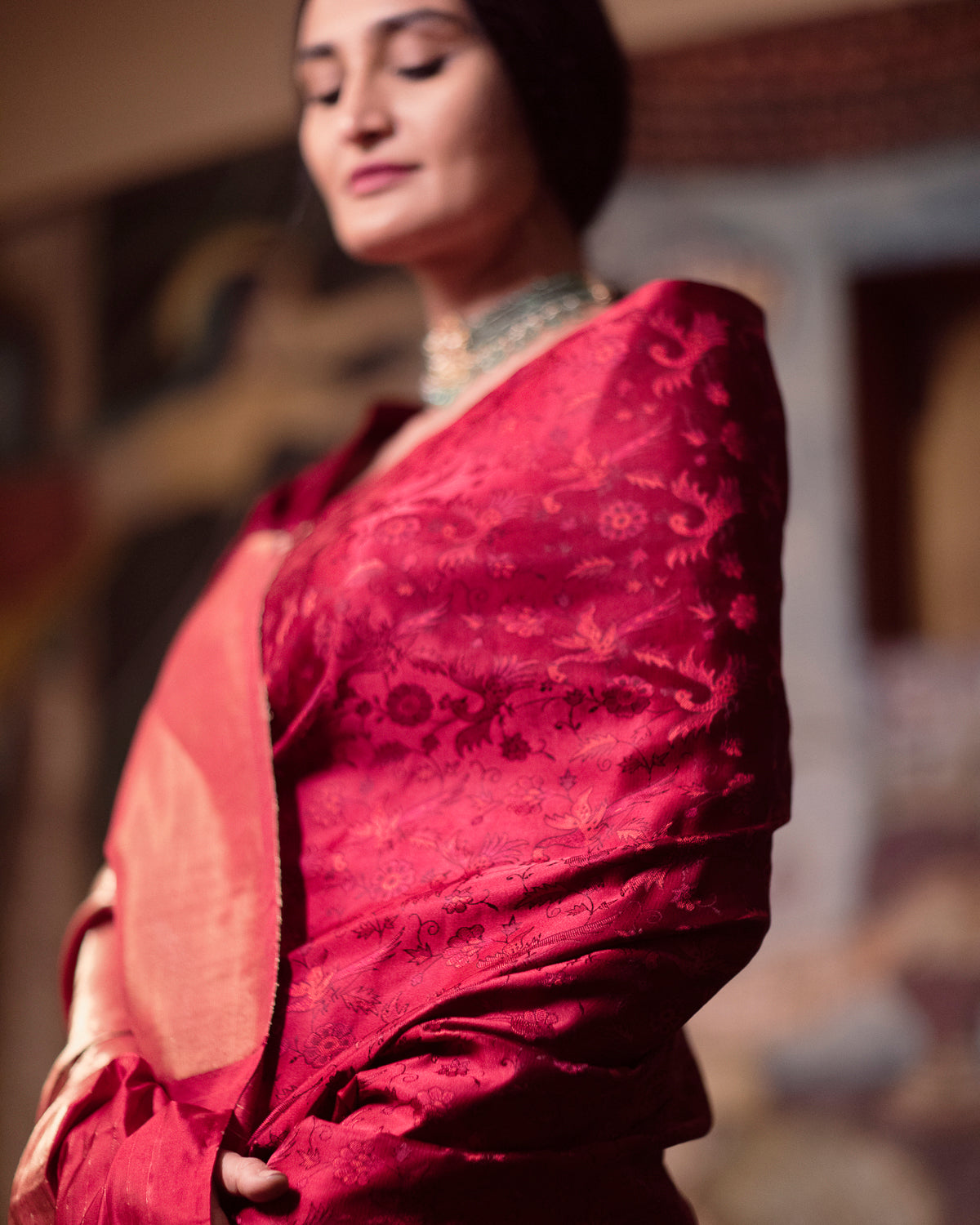 'Natkhat Chiraiya' Katthai Tanchoi Benarasi Handloom Sari