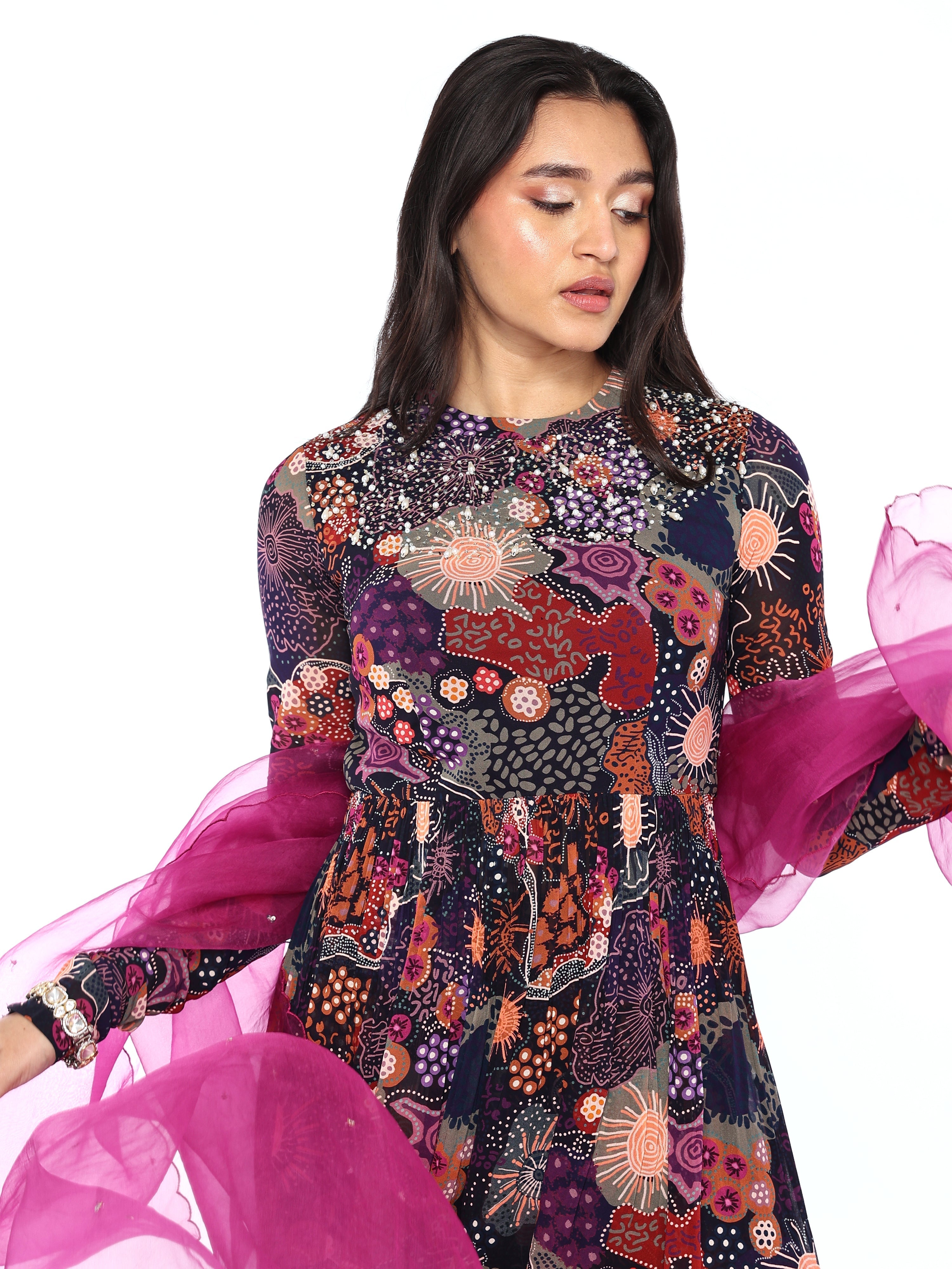 Garara, peplum top with dupatta