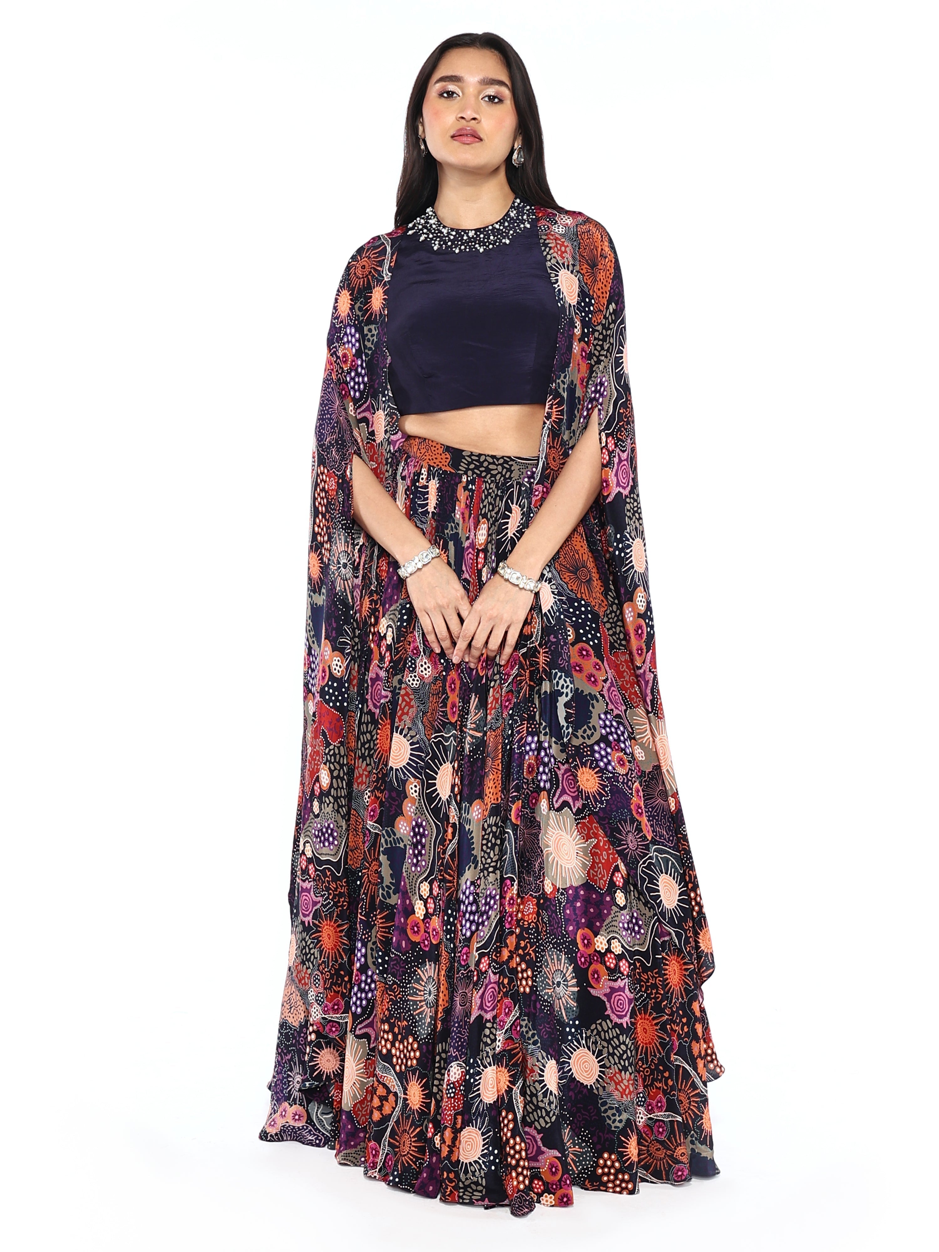 Lehenga, blouse, cape
