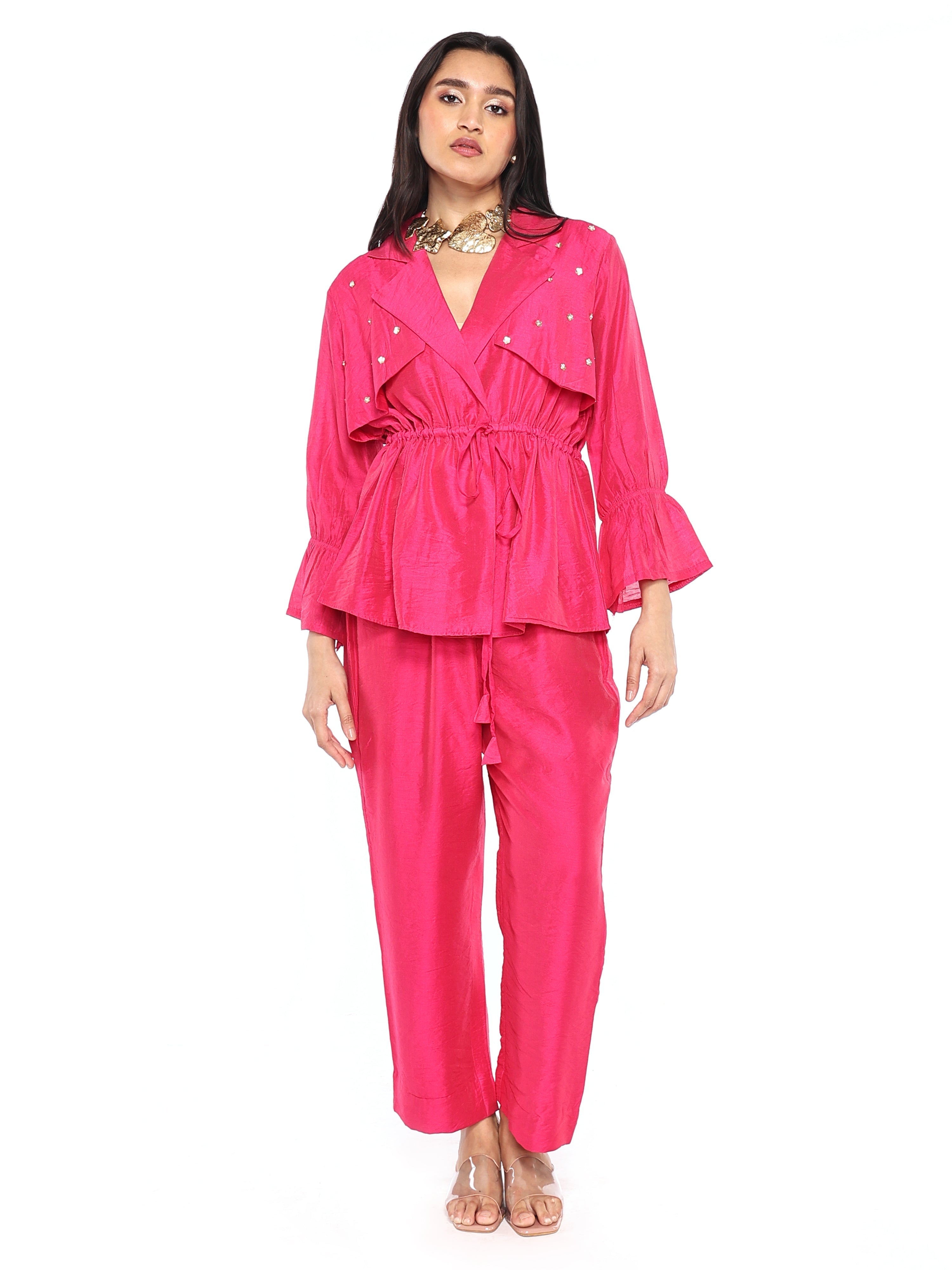 Trench jacket paired with pants