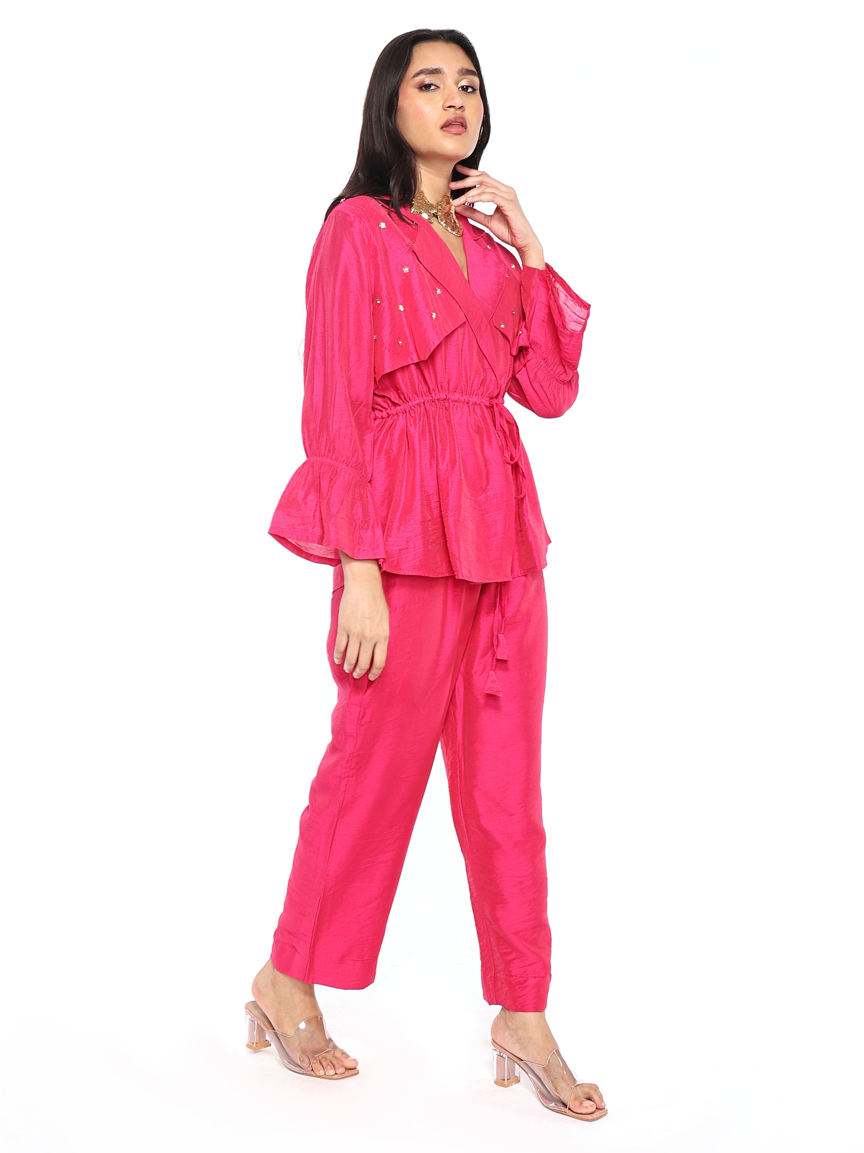 Trench jacket paired with pants