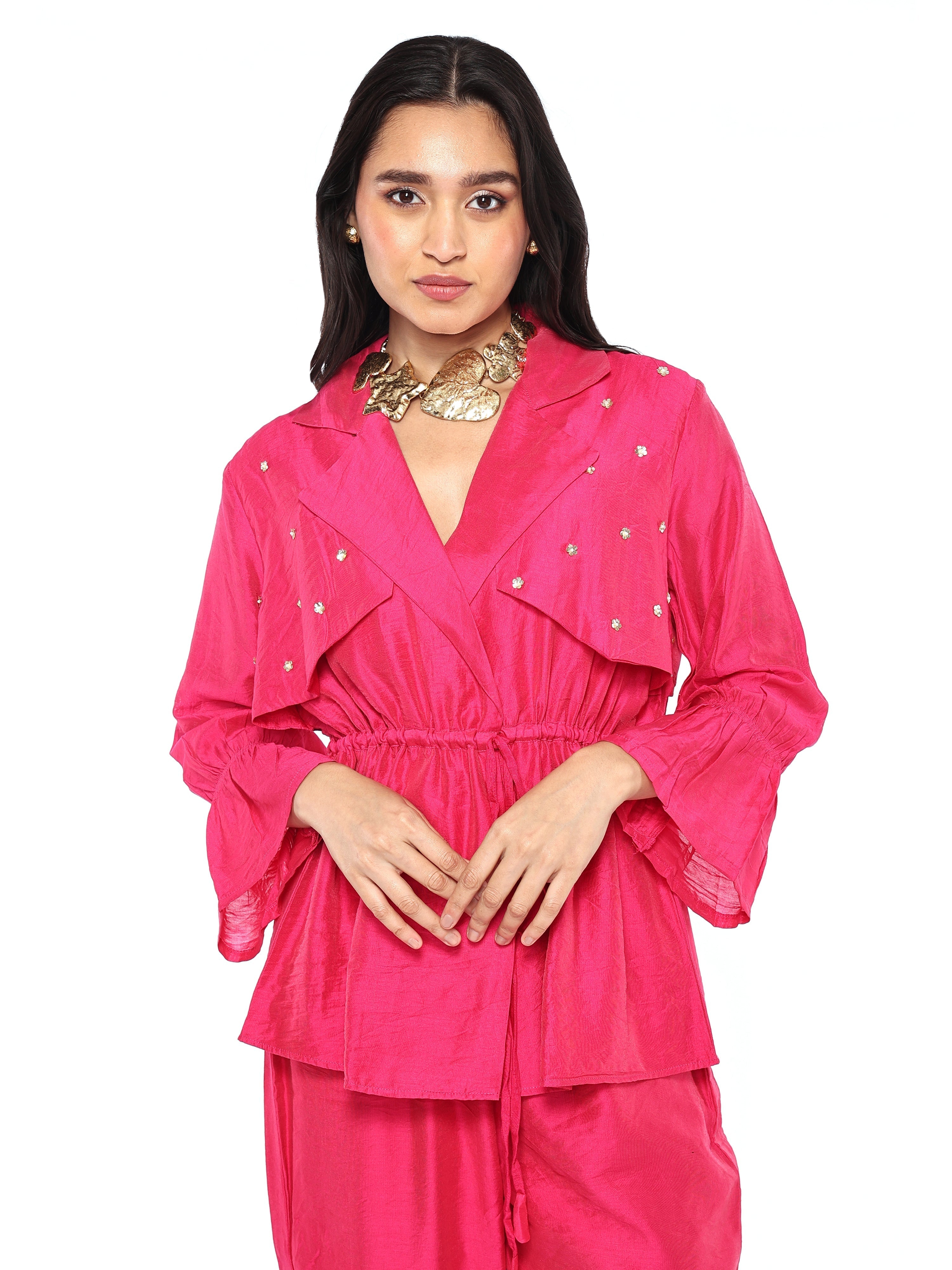 Trench jacket paired with pants