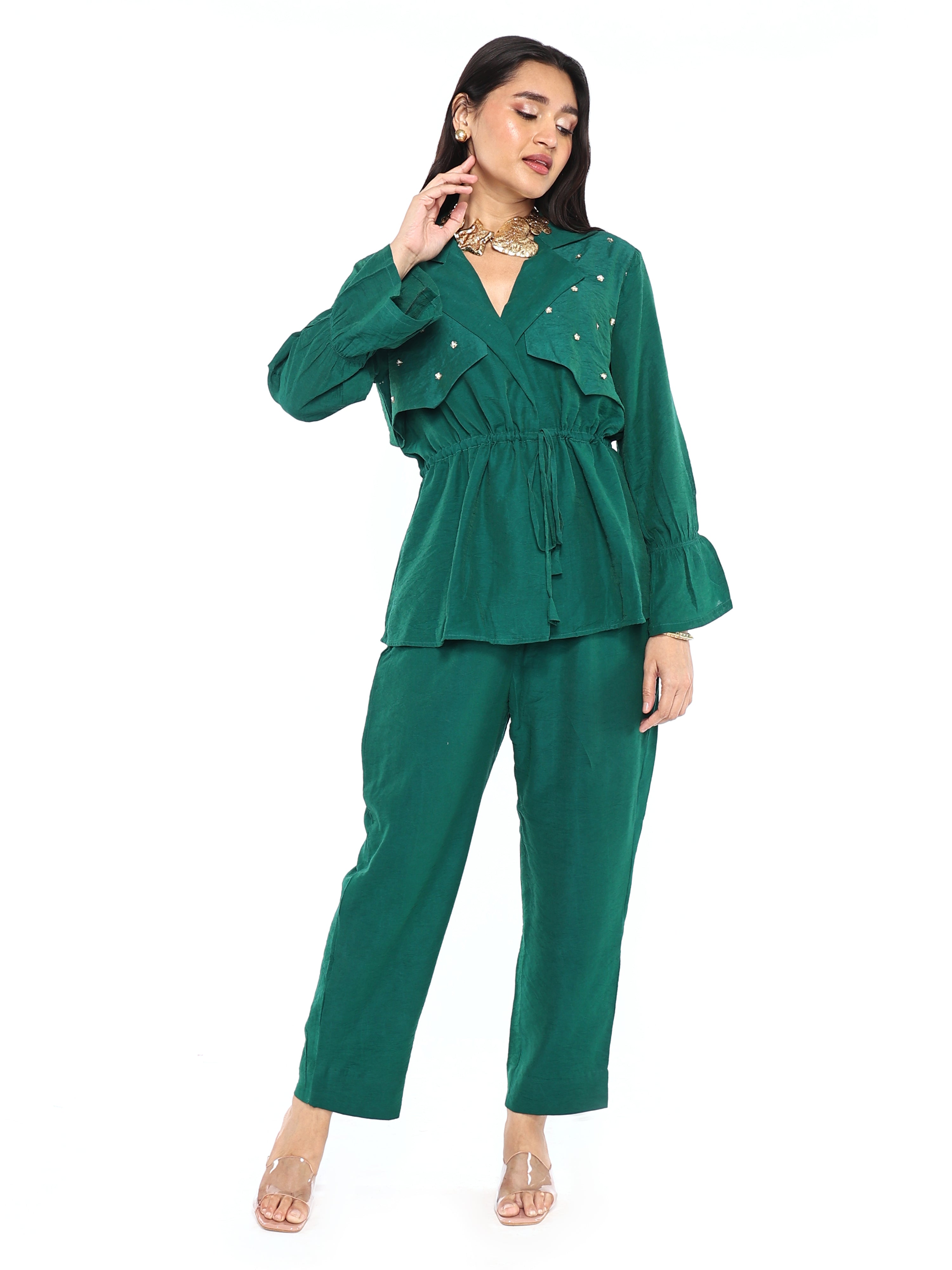 Trench jacket paired with pants