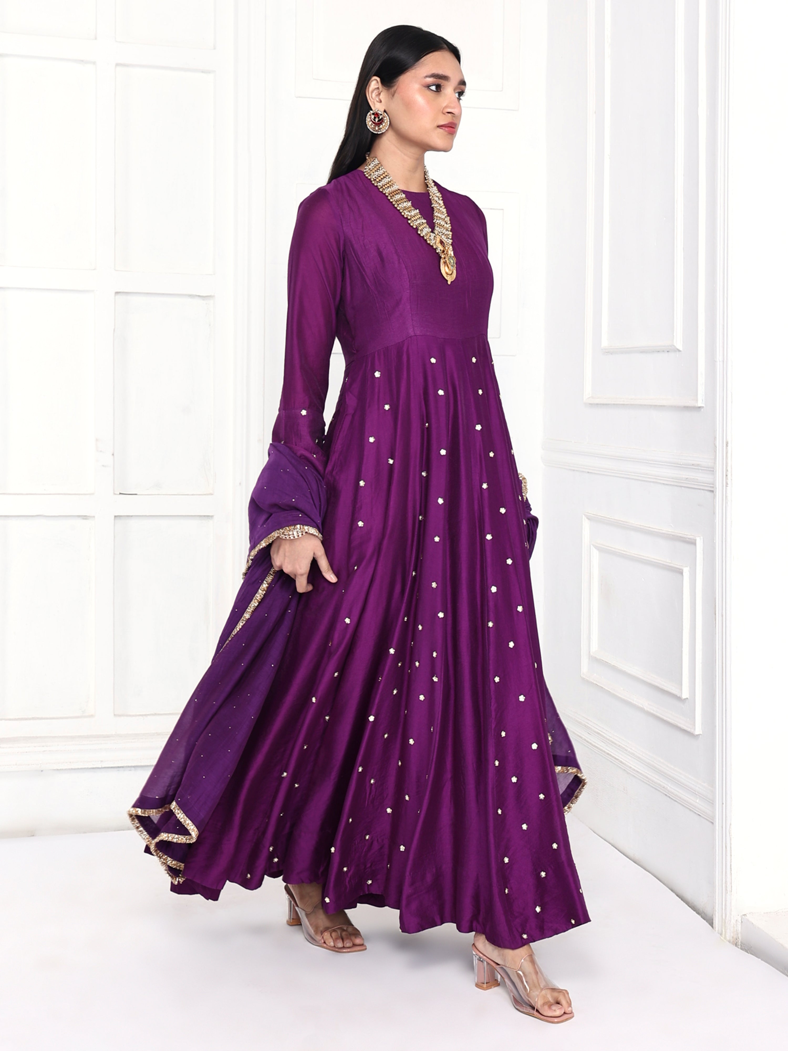 Anarkali paired with dupatta