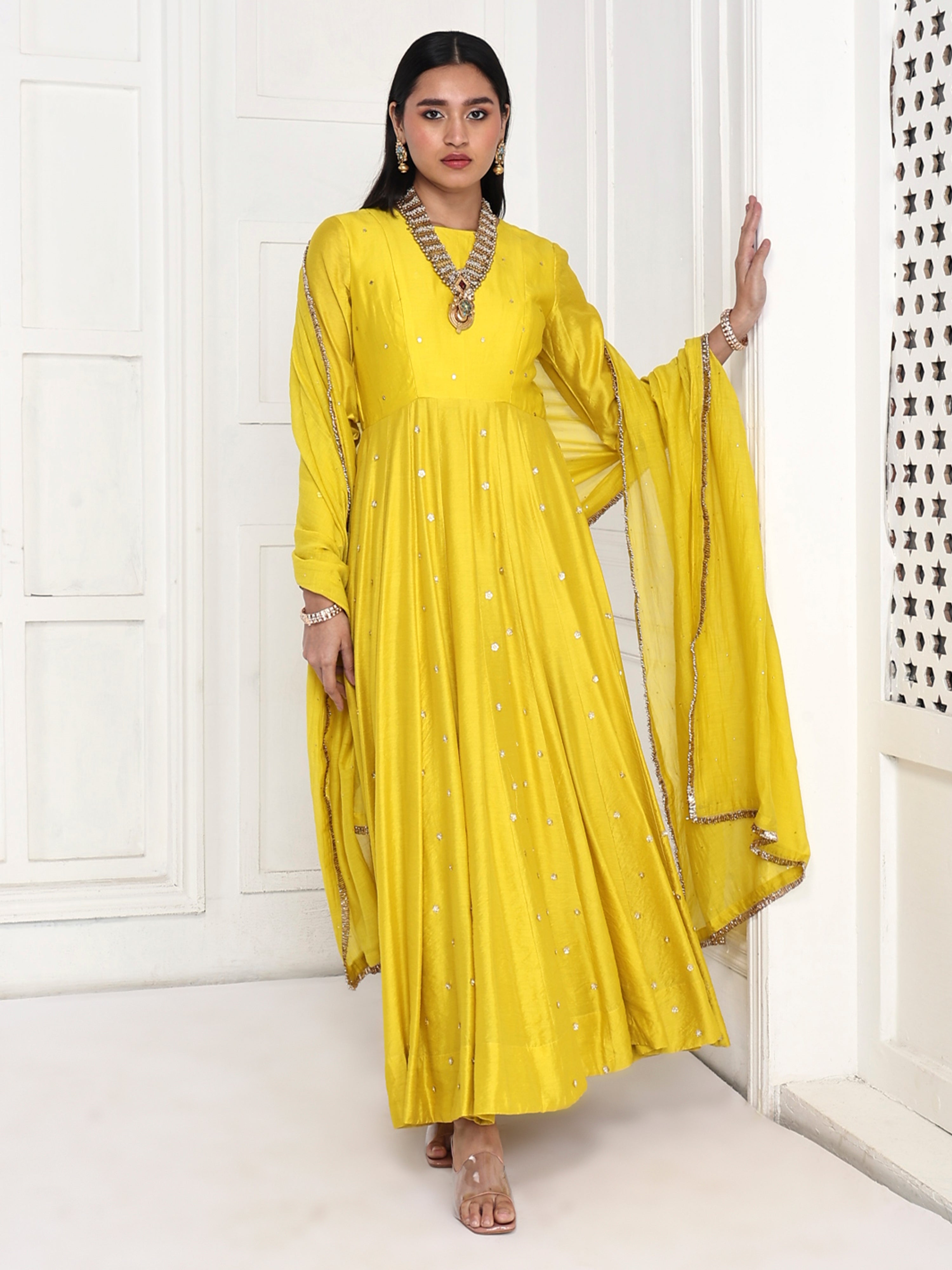 Anarkali paired with dupatta