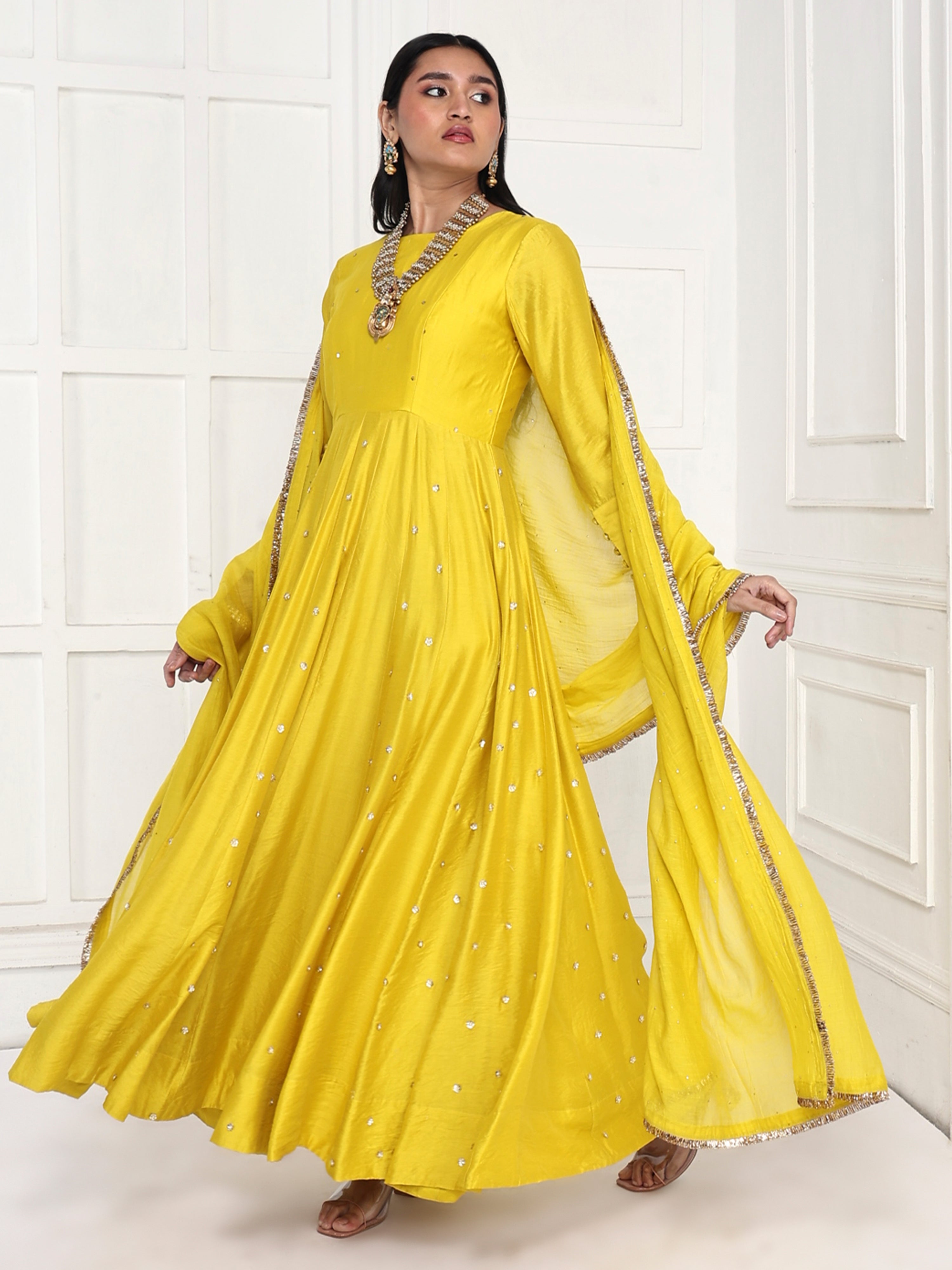 Anarkali paired with dupatta
