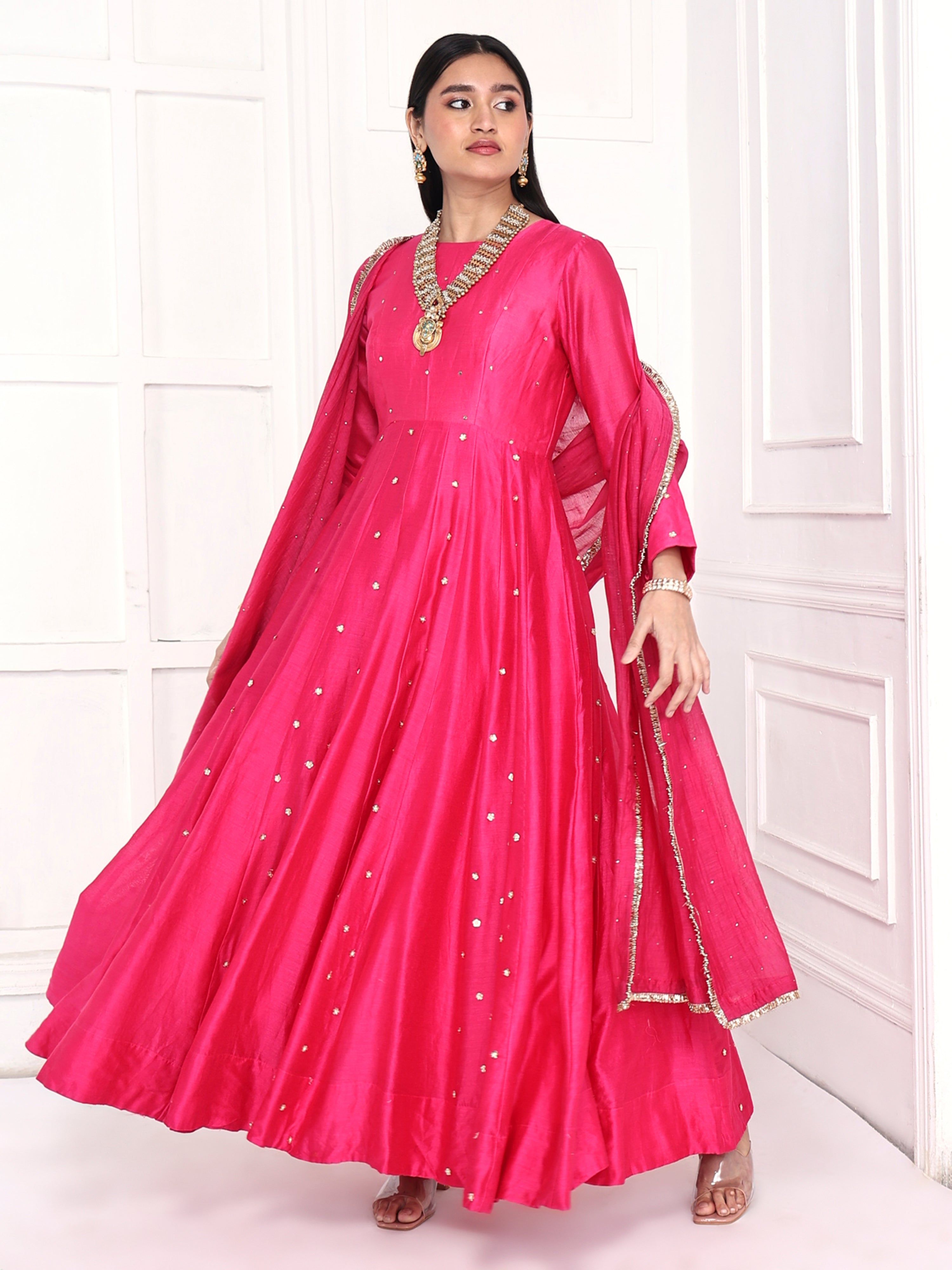 Anarkali paired with dupatta