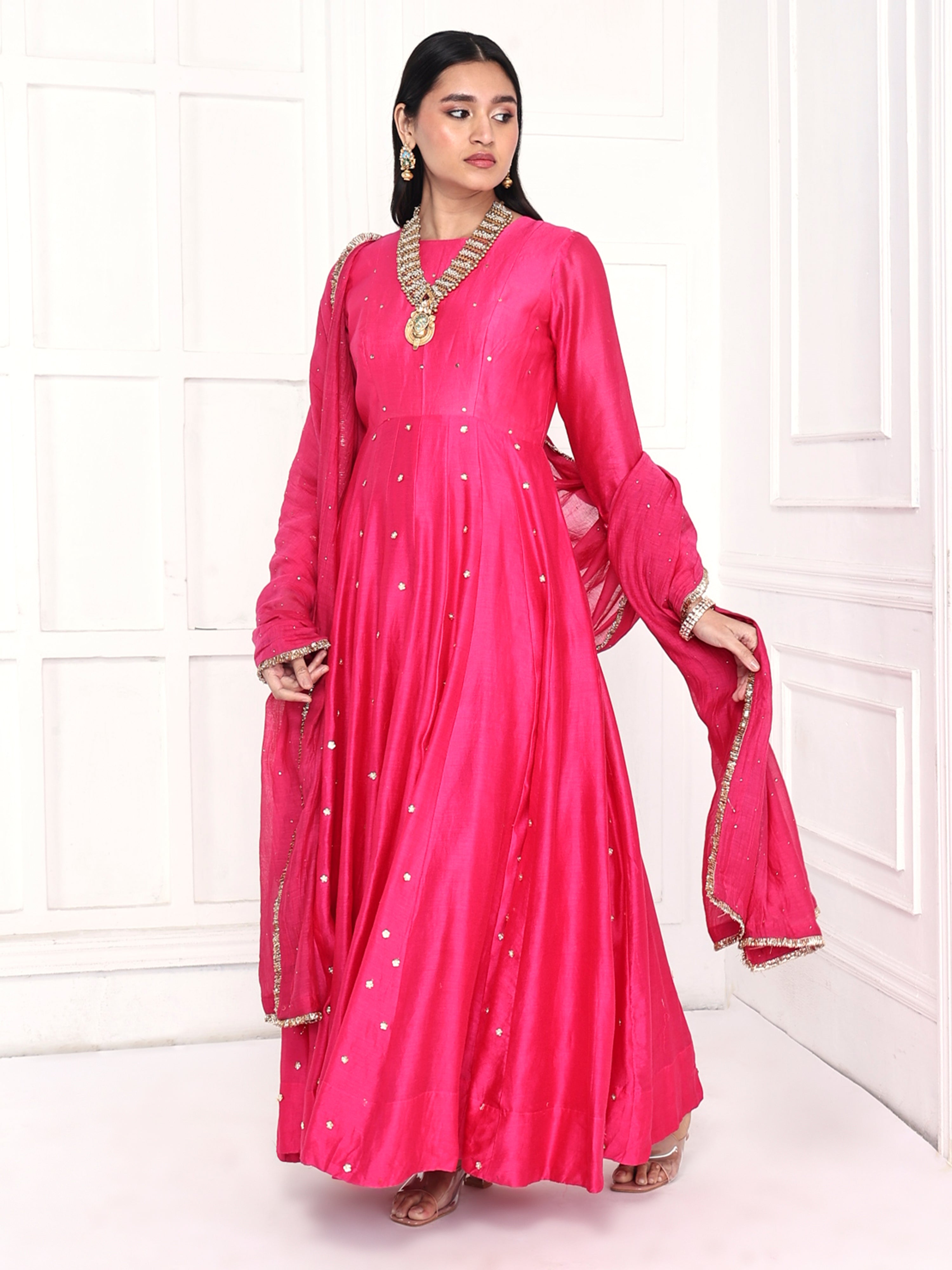 Anarkali paired with dupatta