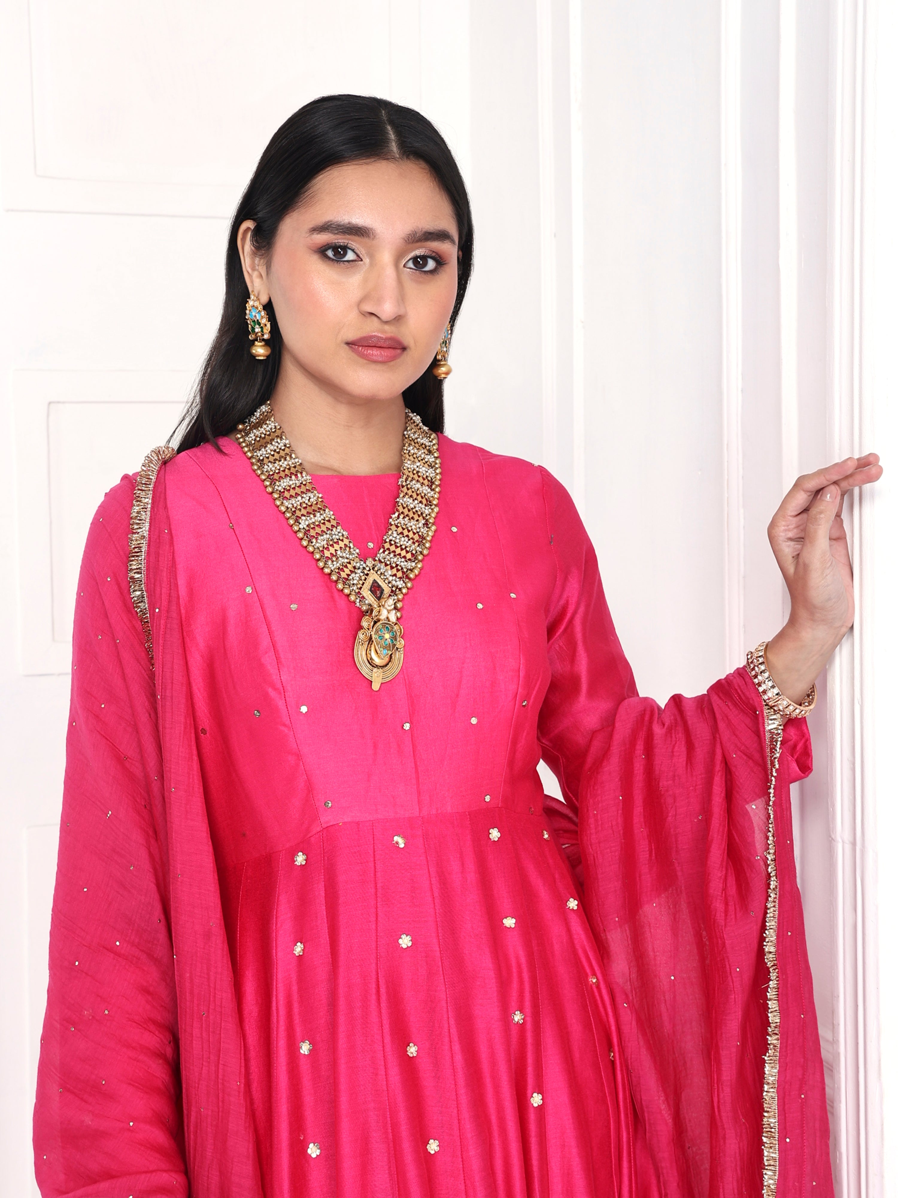 Anarkali paired with dupatta