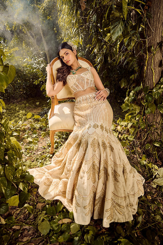 Dusty Ivory Lehenga Set
