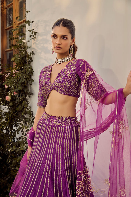 Soft Mulberry Lehenga Set