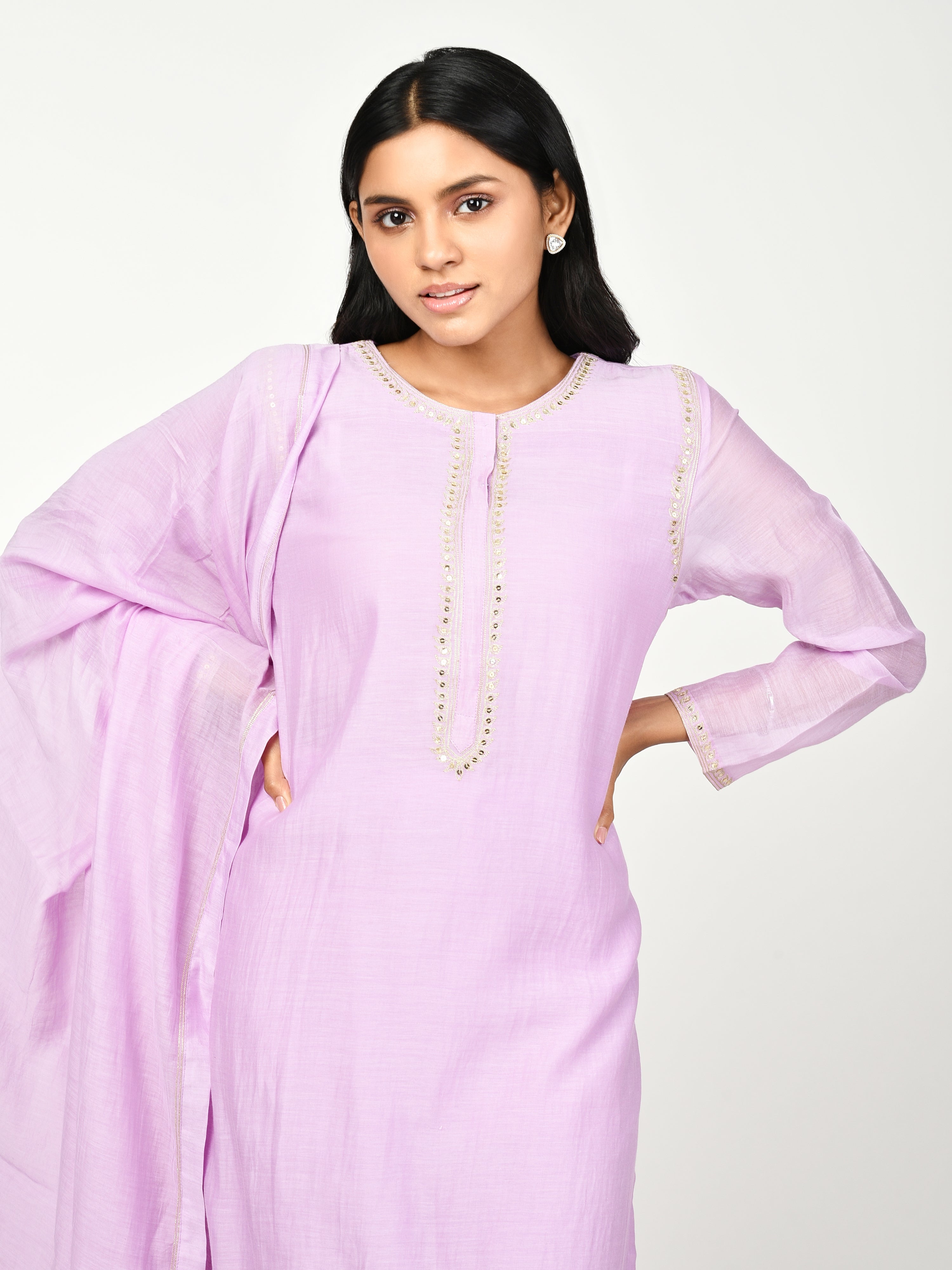 Purple Straight Kurta Set