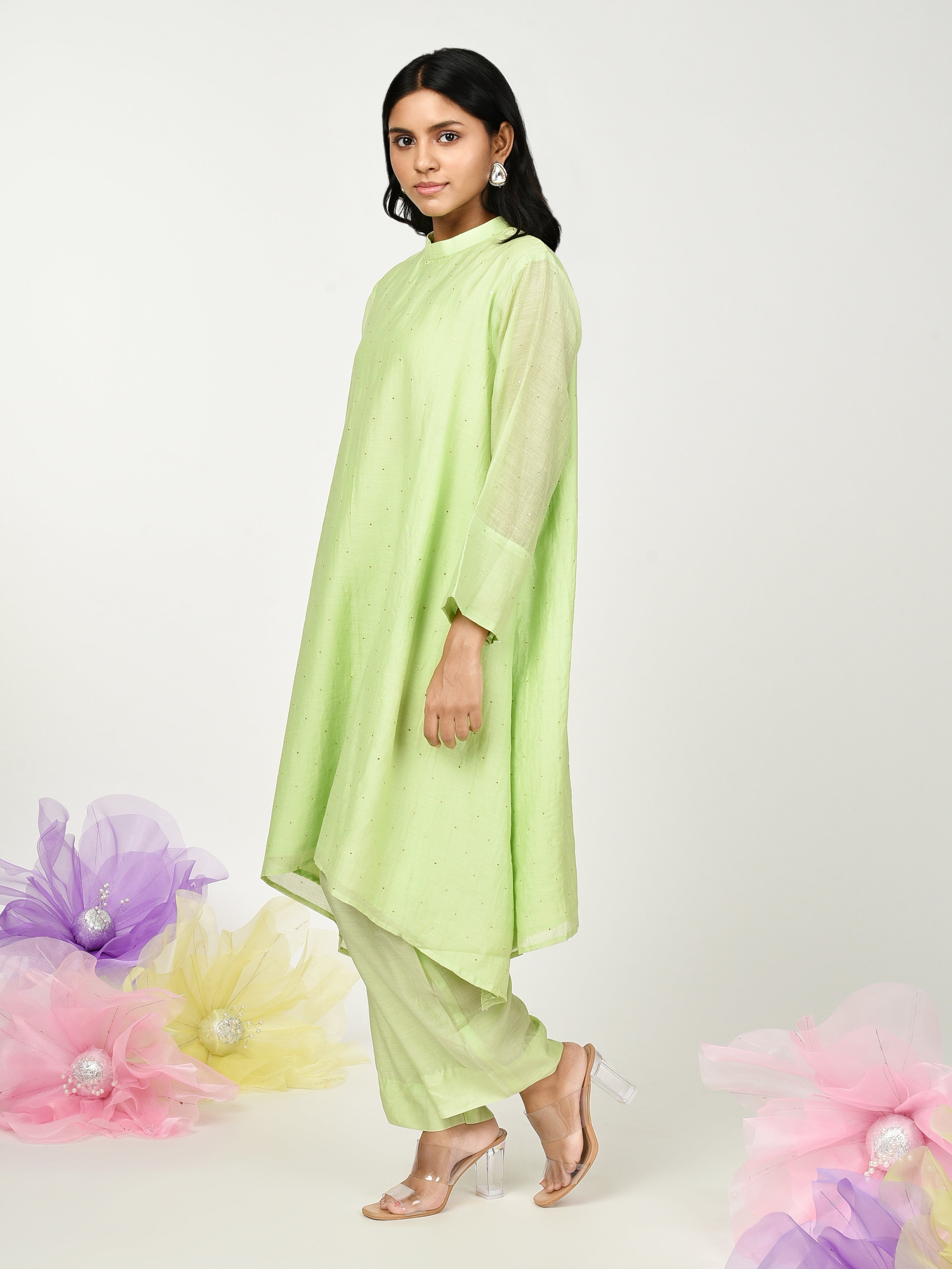 Green A Line Kurta Set