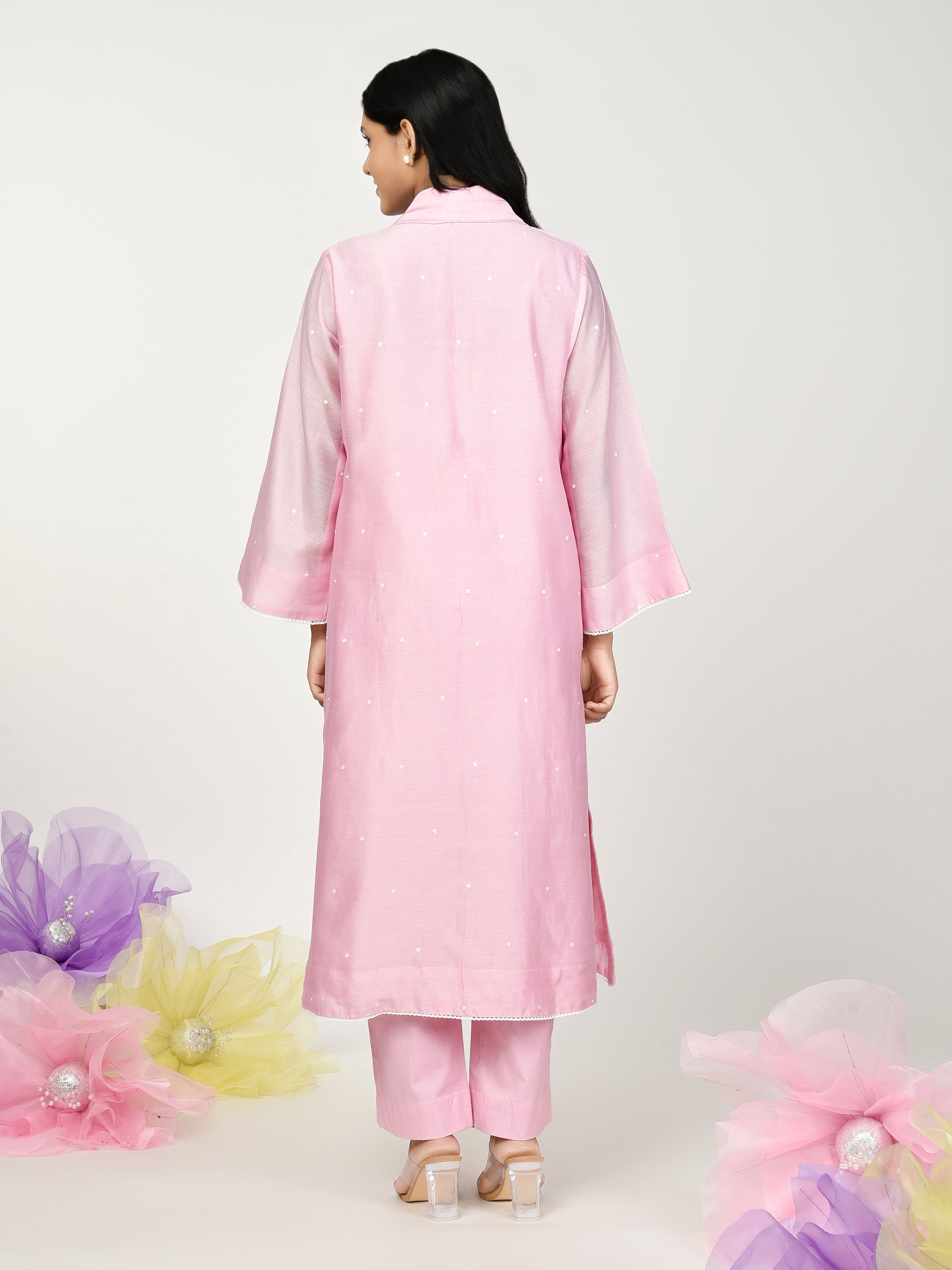 Pink Jacket Kurta Set