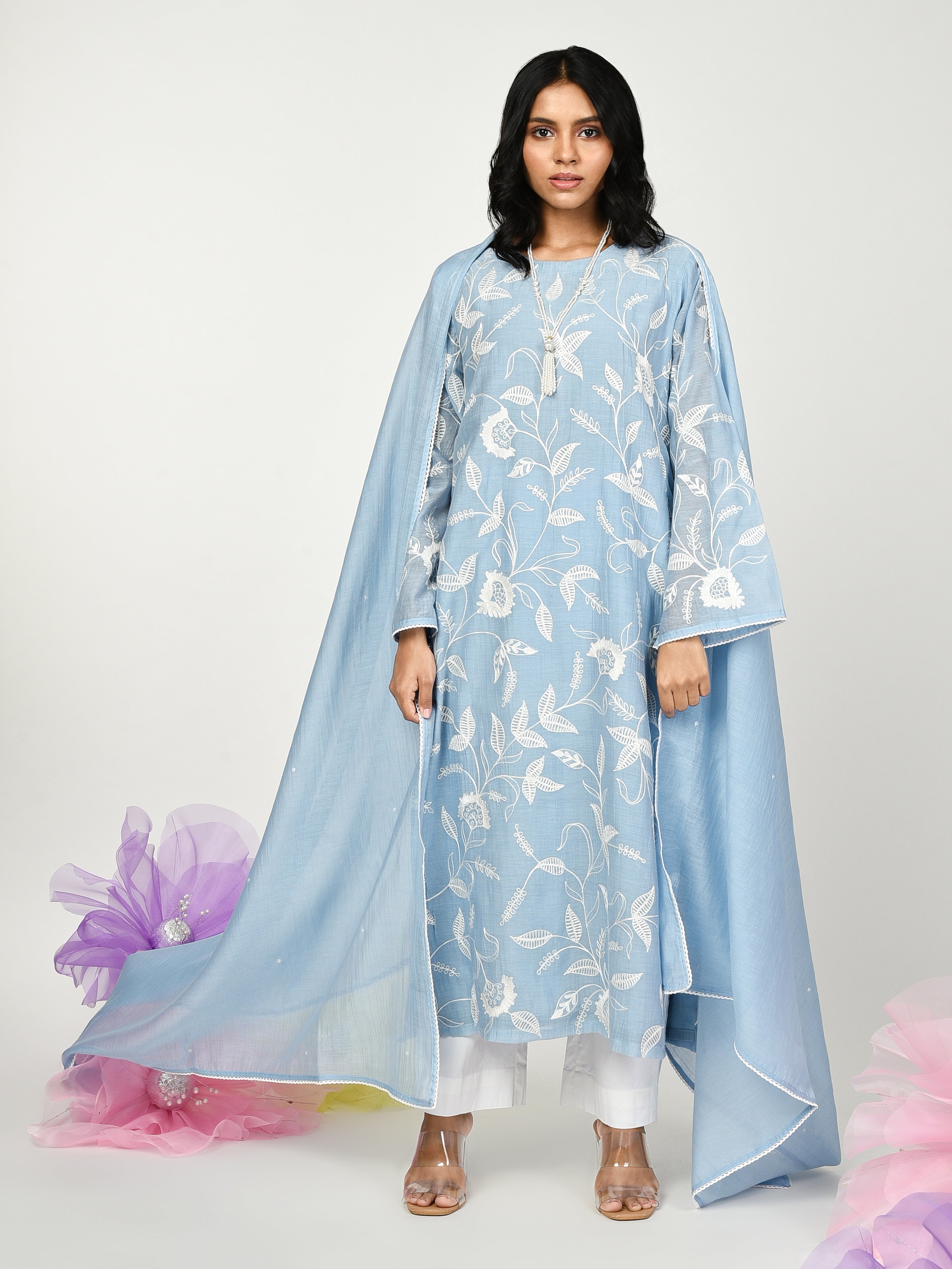 Blue Straight Kurta Set