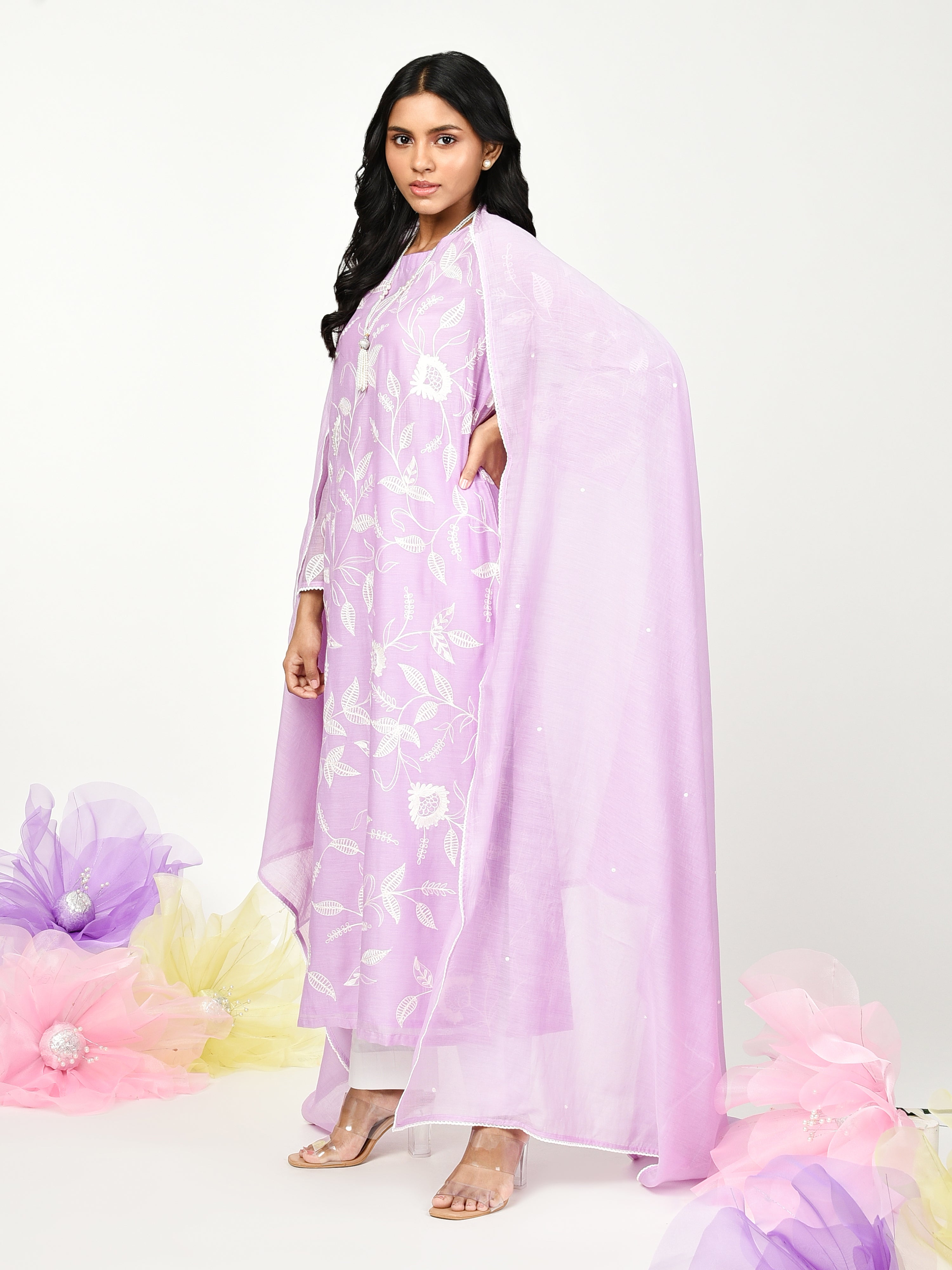 Purple Straight Kurta Set