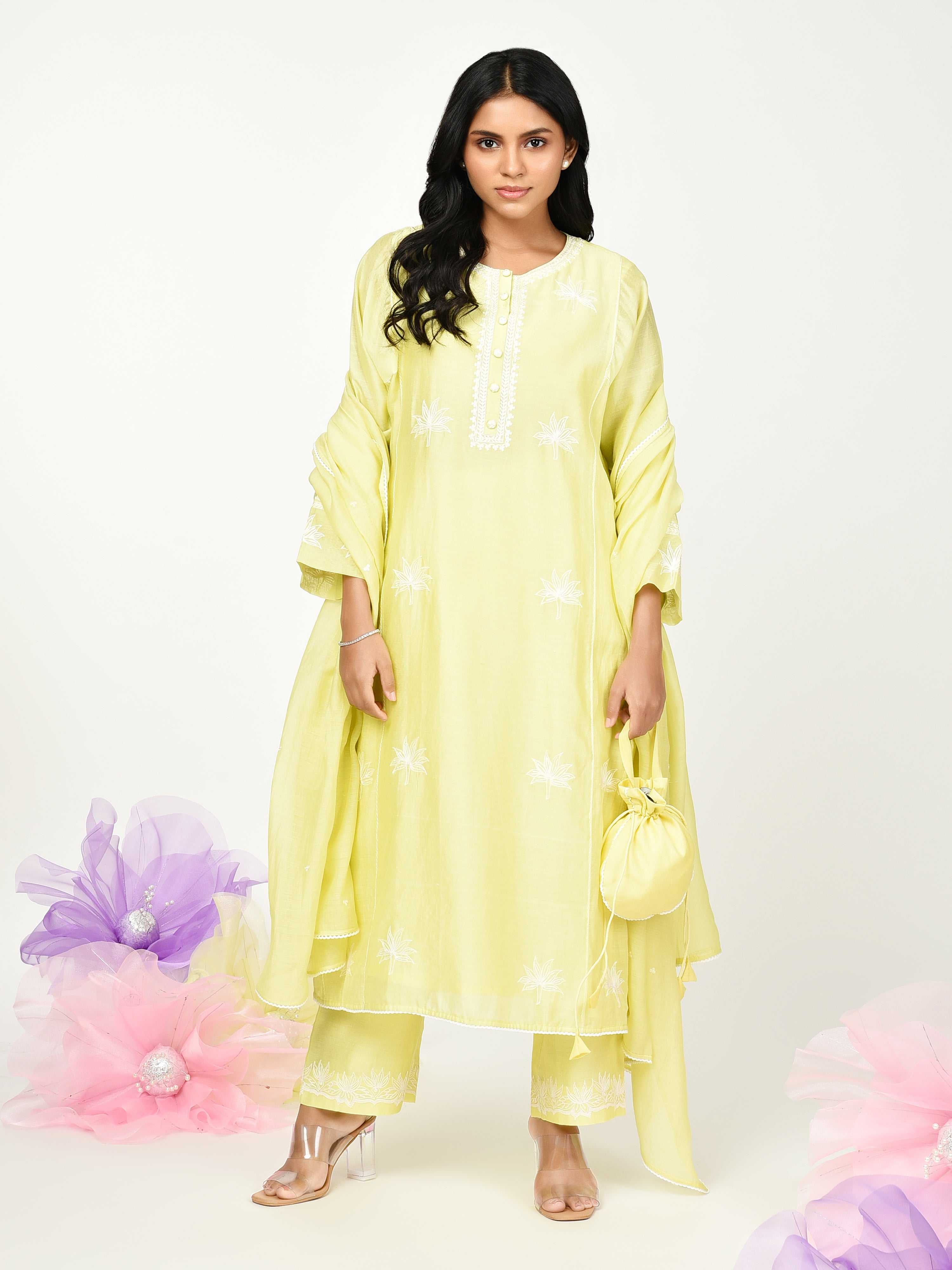 Yellow Kali kurta set