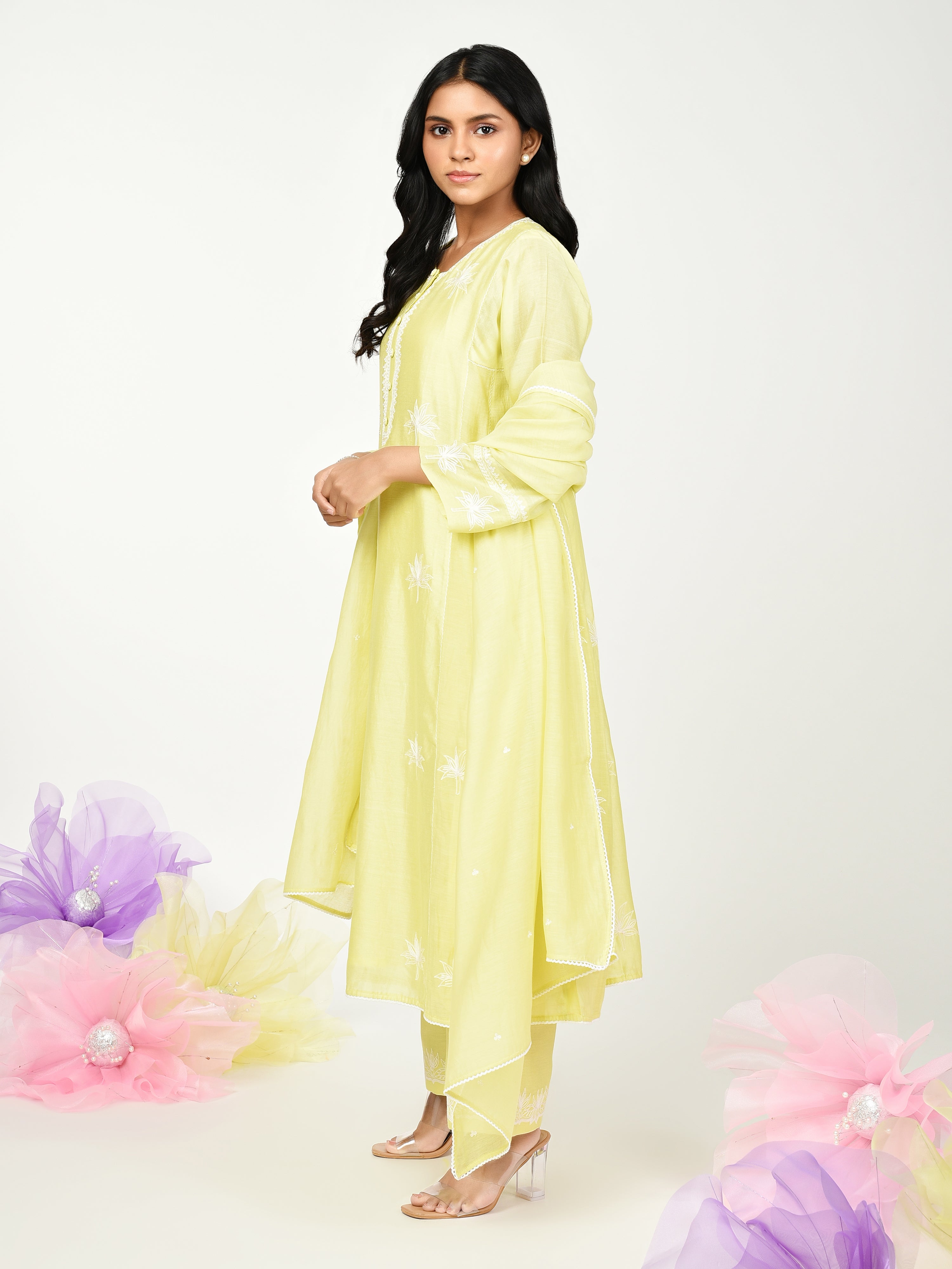 Yellow Kali kurta set
