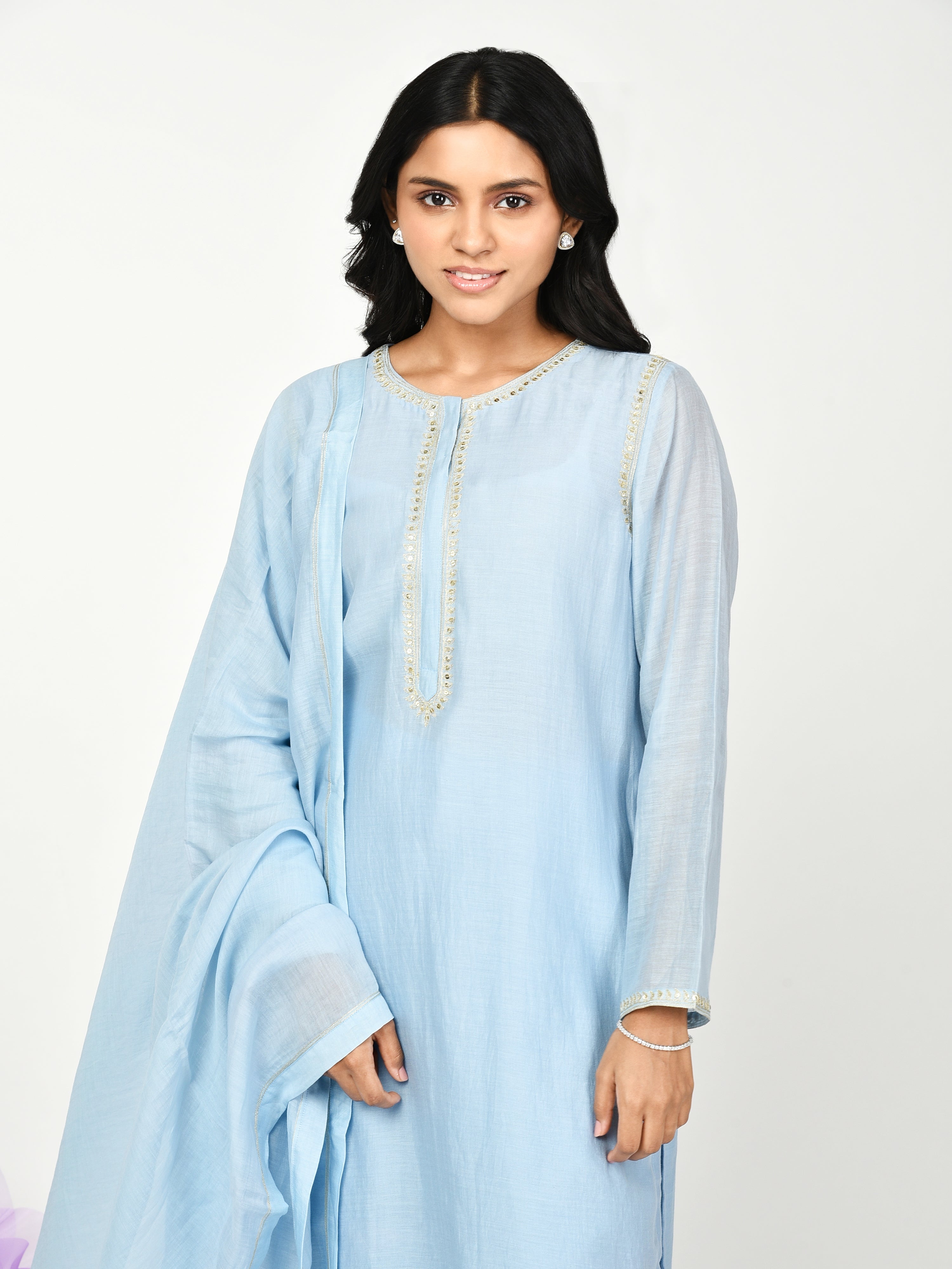 Blue Straight Kurta Set