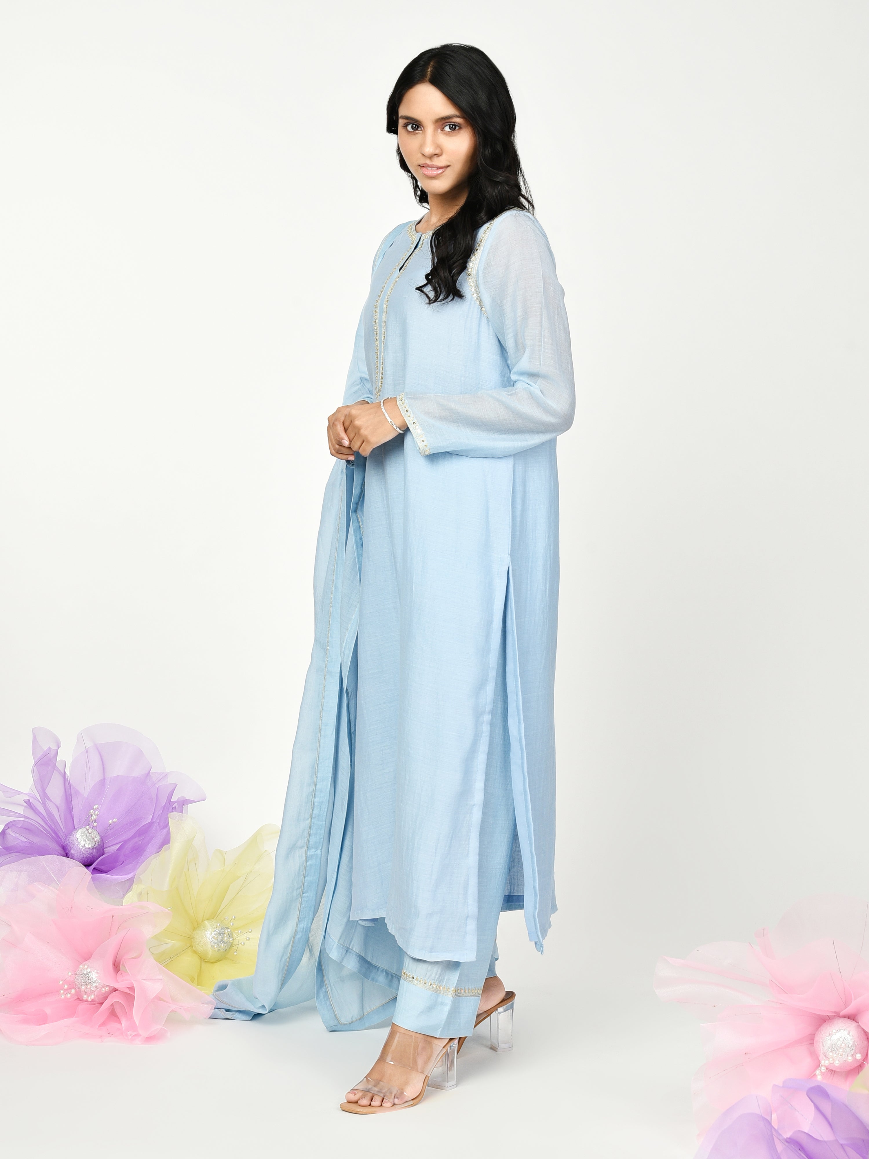 Blue Straight Kurta Set