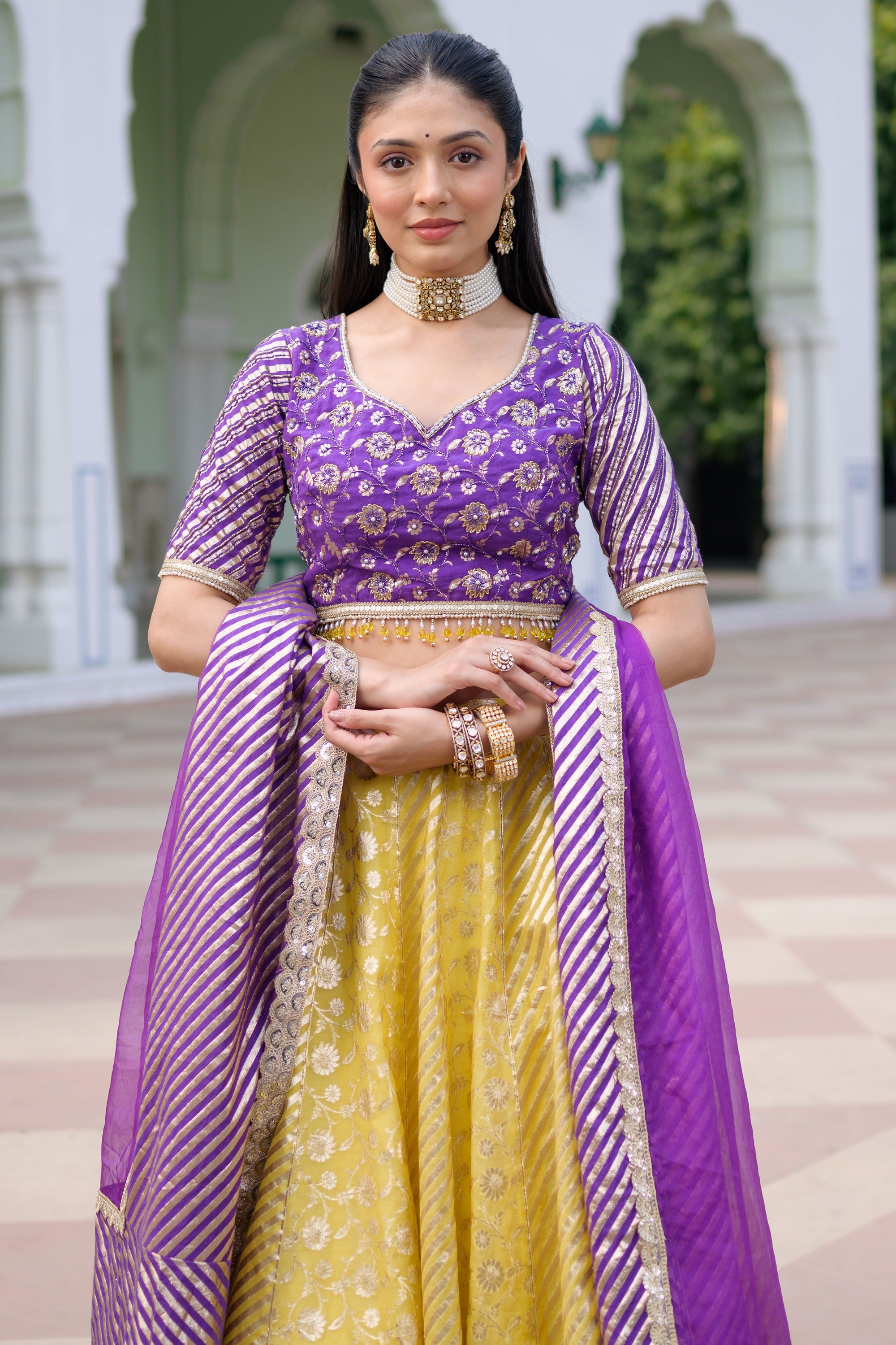 Glow Violet Lehenga Set