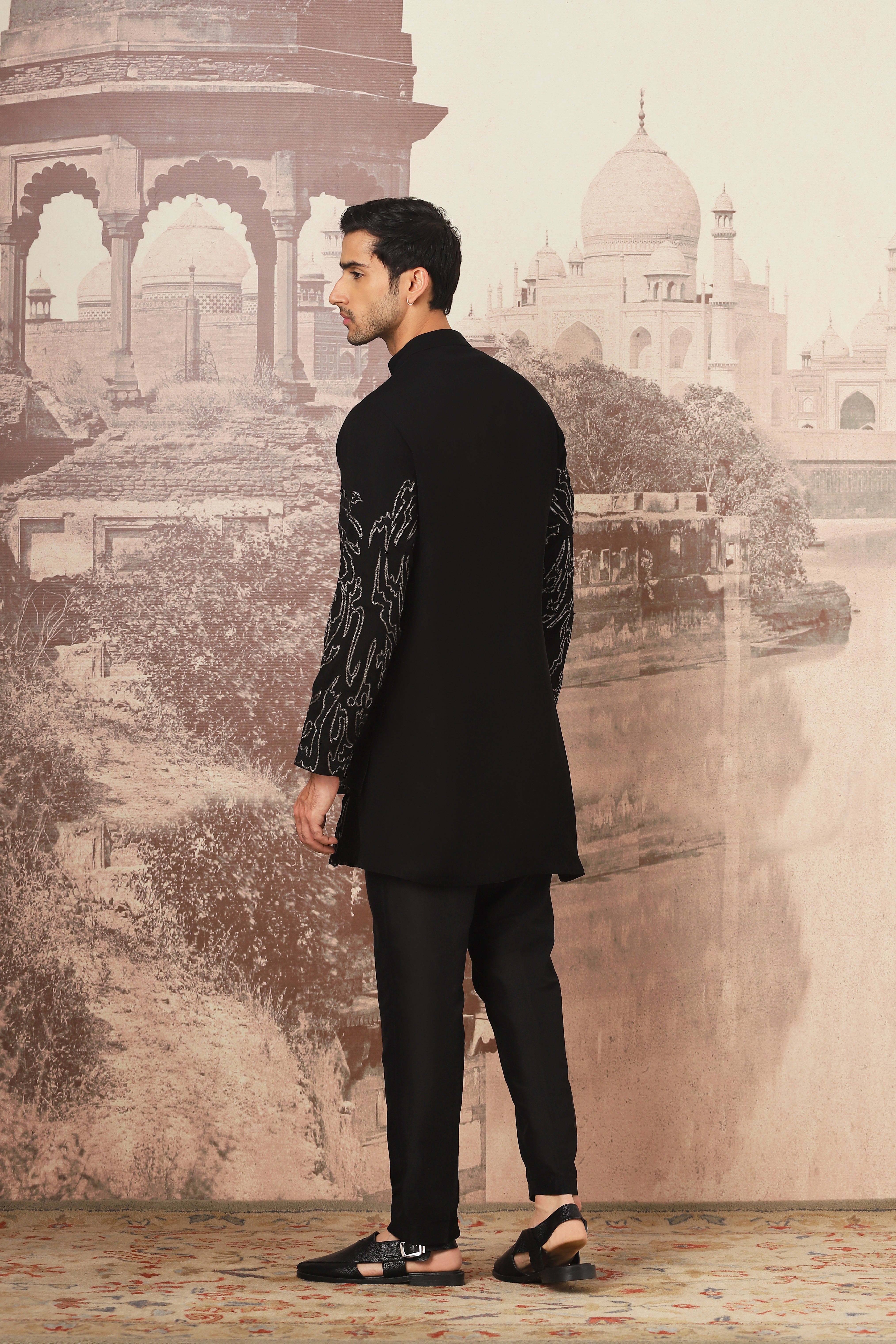 Midnight Waves Asymmetrical Zari Dori Kurta Set