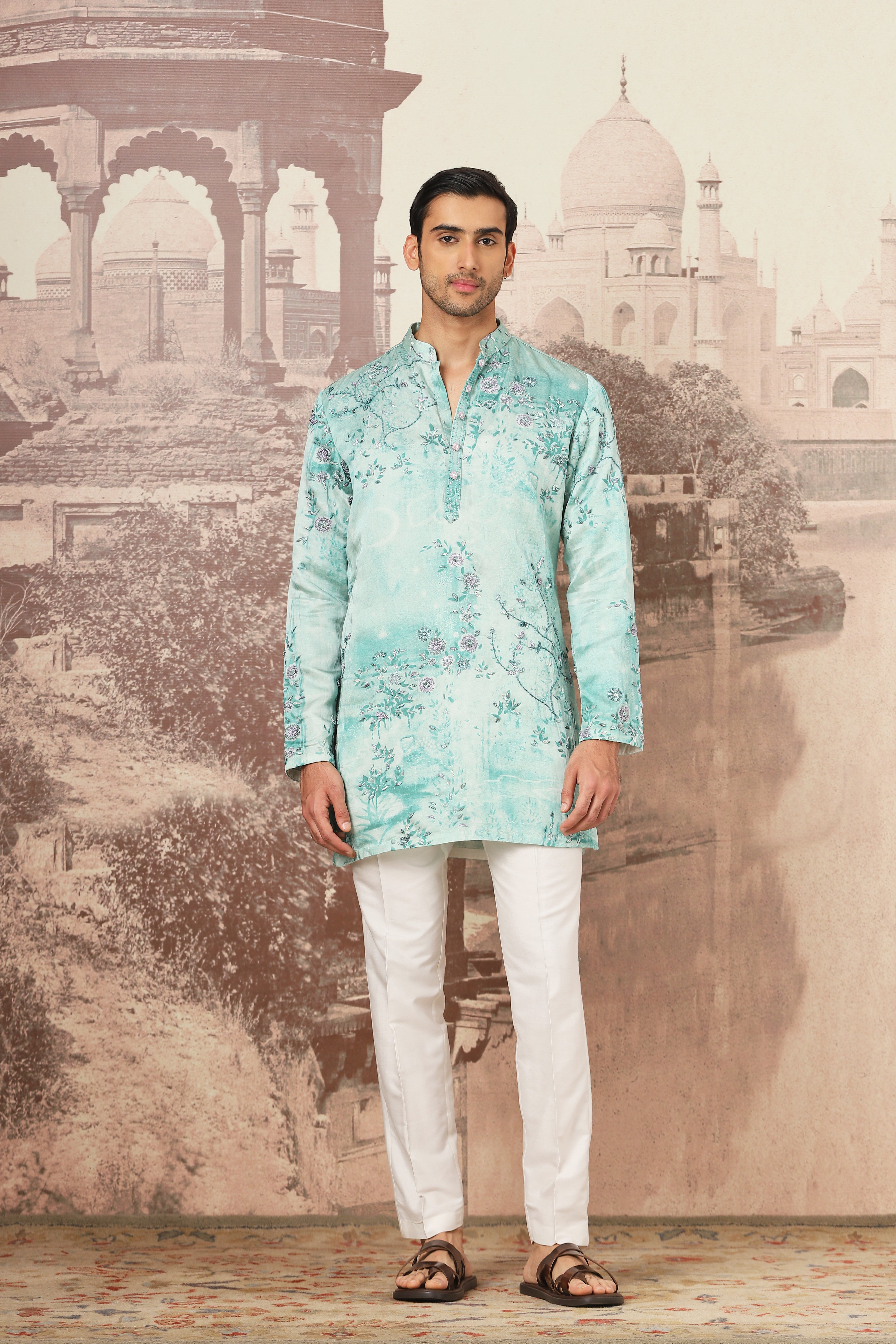 The Sage Blossom Hand Embroidered Kurta Set
