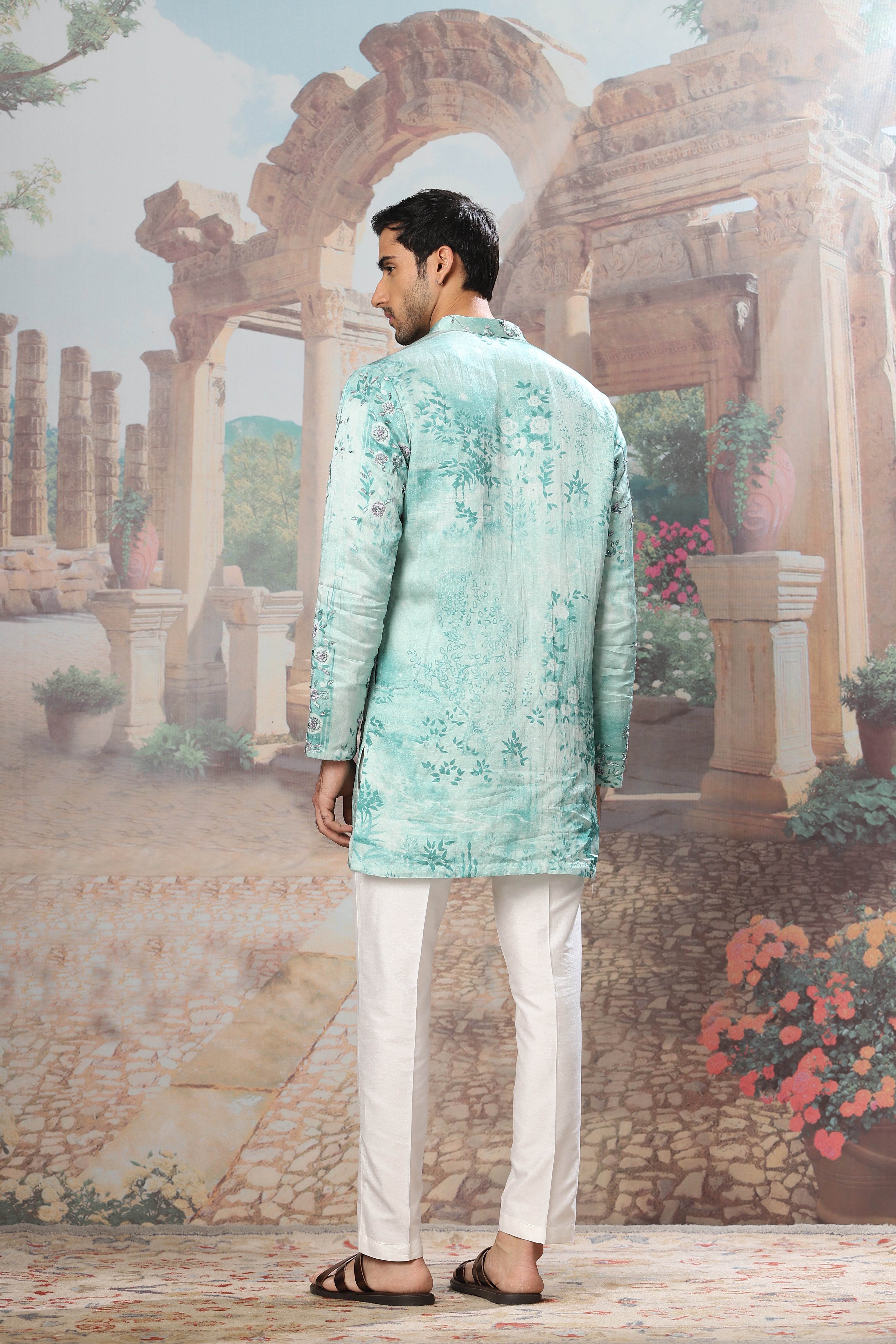 The Sage Blossom Hand Embroidered Kurta Set