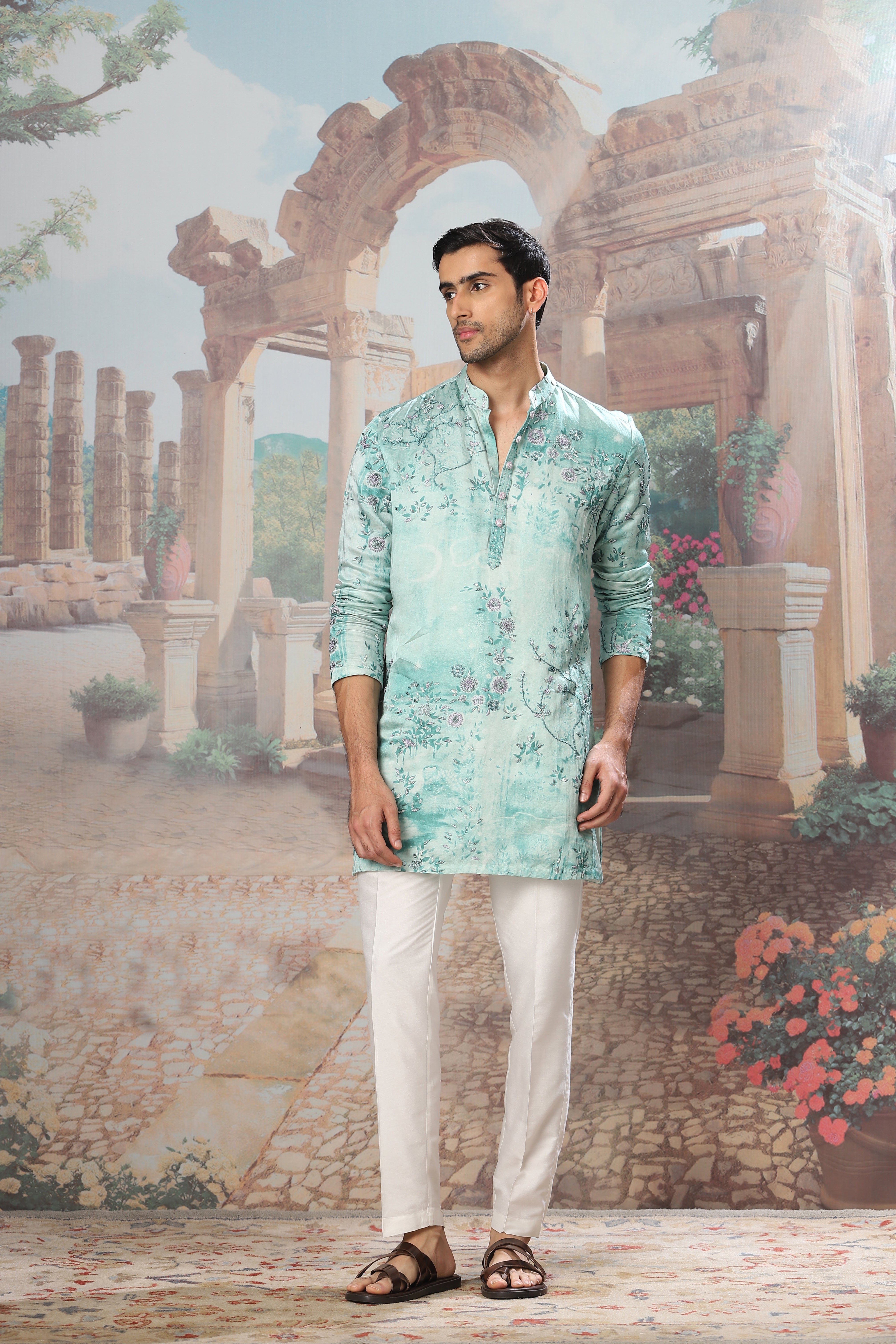 The Sage Blossom Hand Embroidered Kurta Set