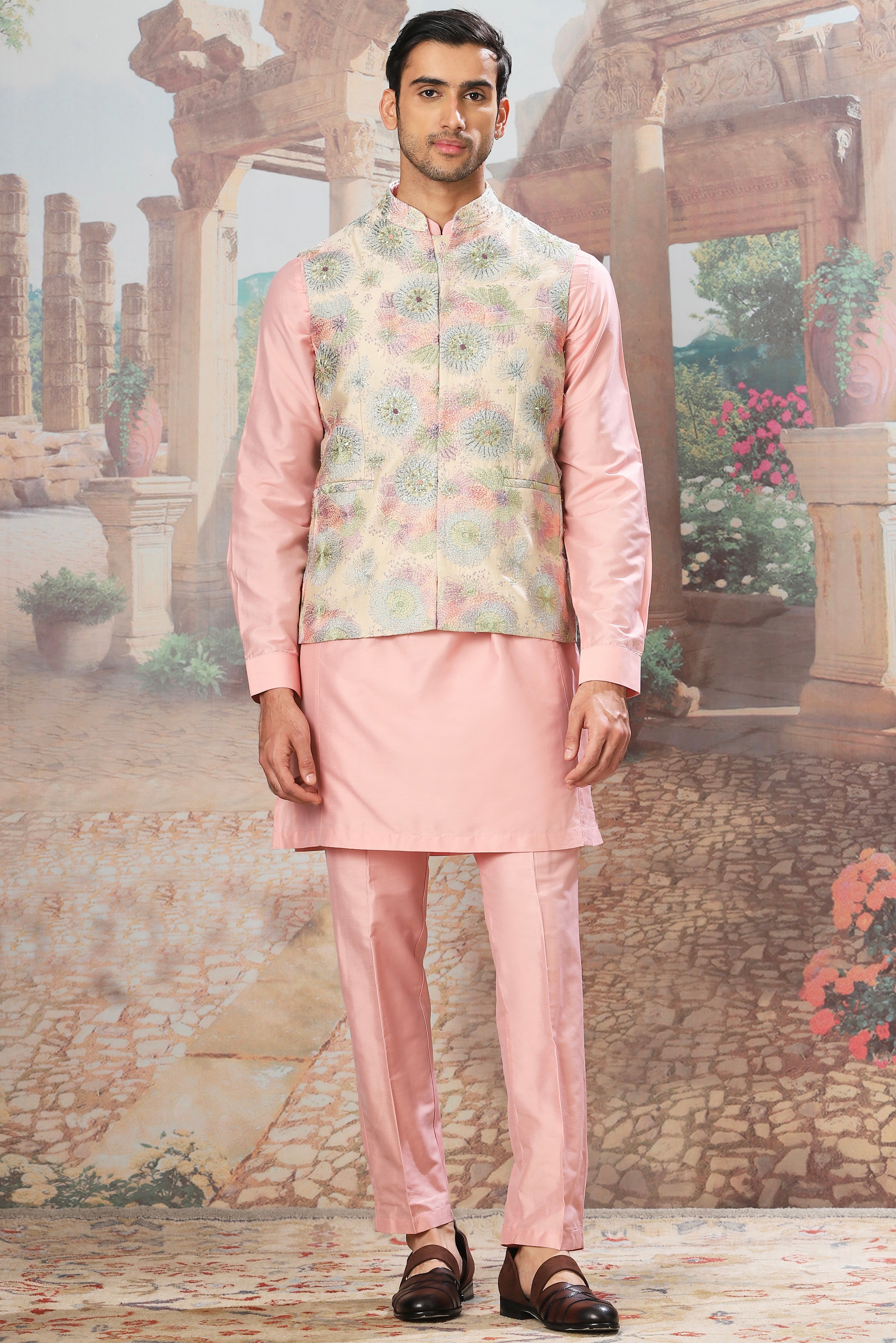 The Eden Bloom Embroidered Kurta Bundi Set