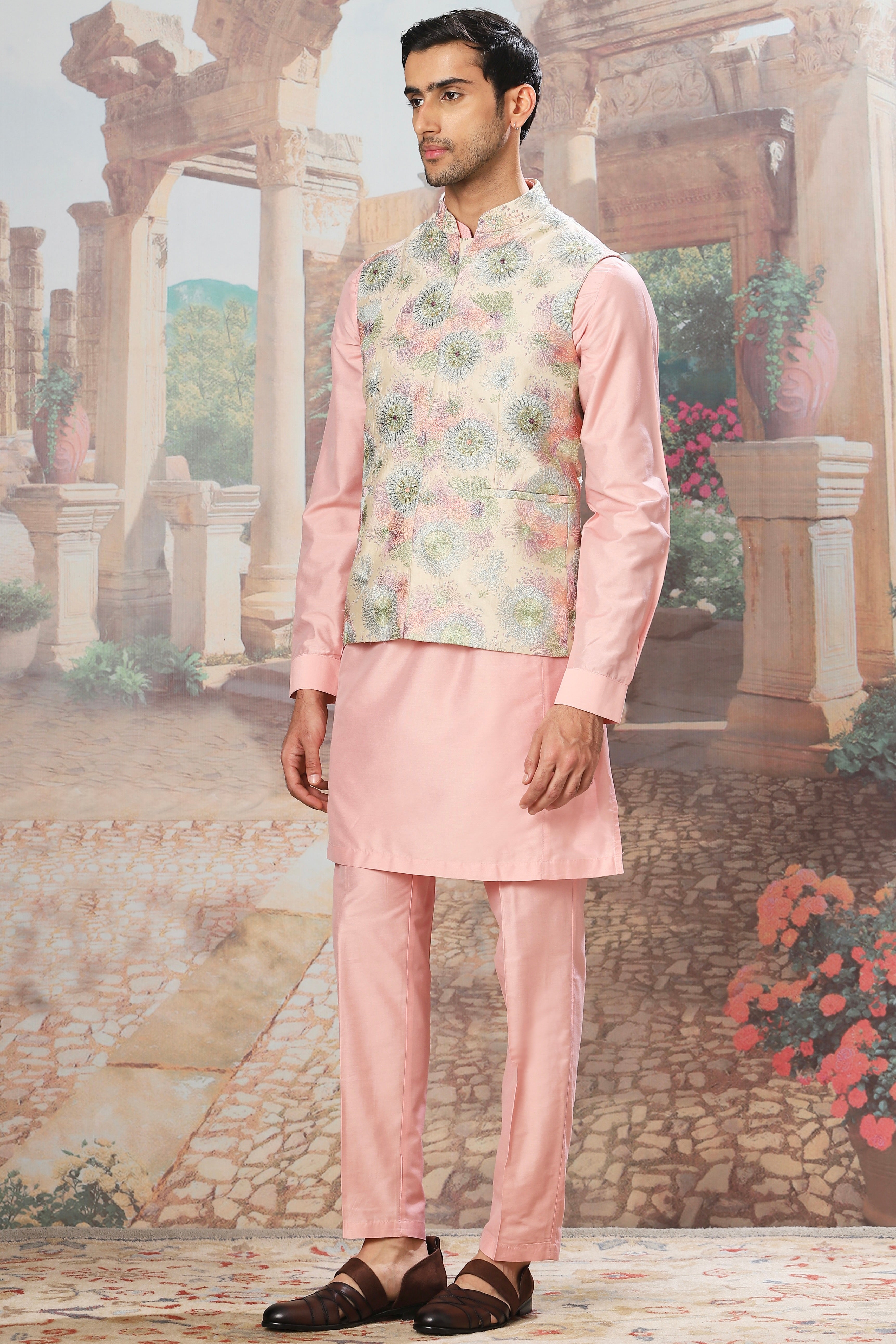 The Eden Bloom Embroidered Kurta Bundi Set