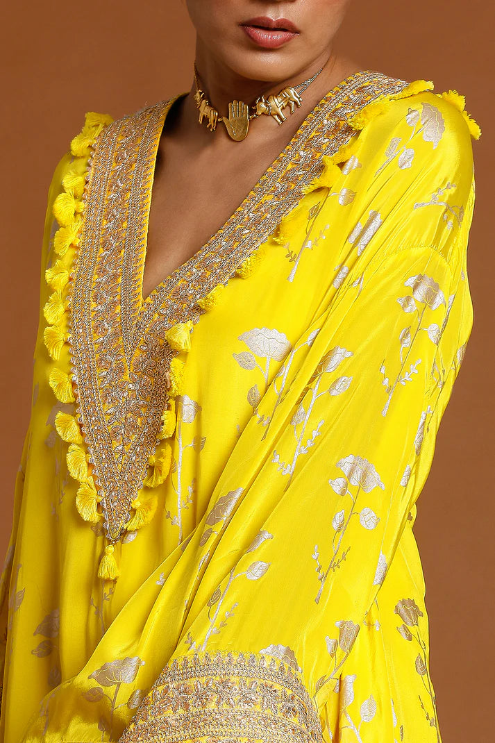 Lemon Yellow Periwinkle Kaftan